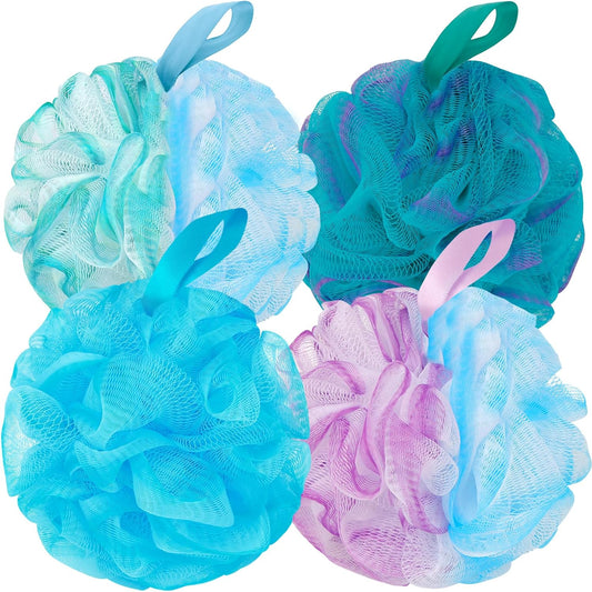 Bath Loofah Shower Sponge Body Back Scrubber Soft Mesh Shower Puffs Exfoliating Loofa for Women & Men Bath Accessories Cleaning Tool (4Pack 60G Loofah Sponge, Forest Fairy)