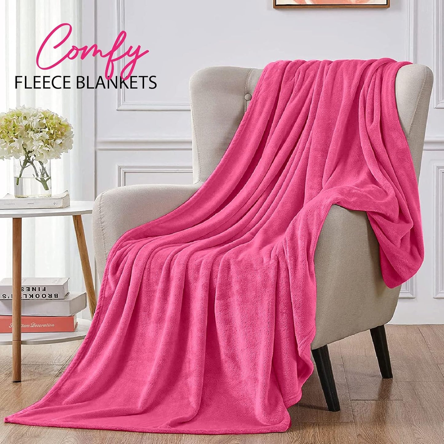 Personalized Passion Blankets with Custom Name & Initial Monogram - Super Soft and Cozy Fleece - Unisex Custom Blanket for Him and Her - 80x60 Inches - Hot Pink
