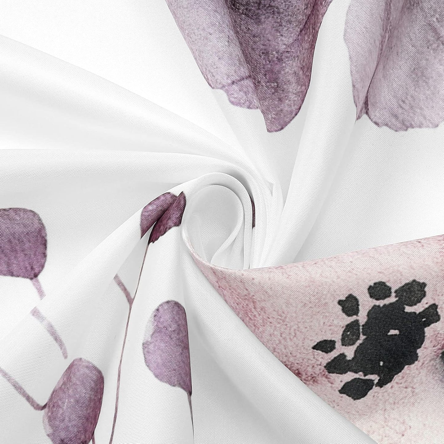 Gibelle Long Shower Curtain 72 x 78, Watercolor Floral Fabric Shower Curtain, Plum Beige Flower Decorative Bathroom Shower Curtain Set with Hooks