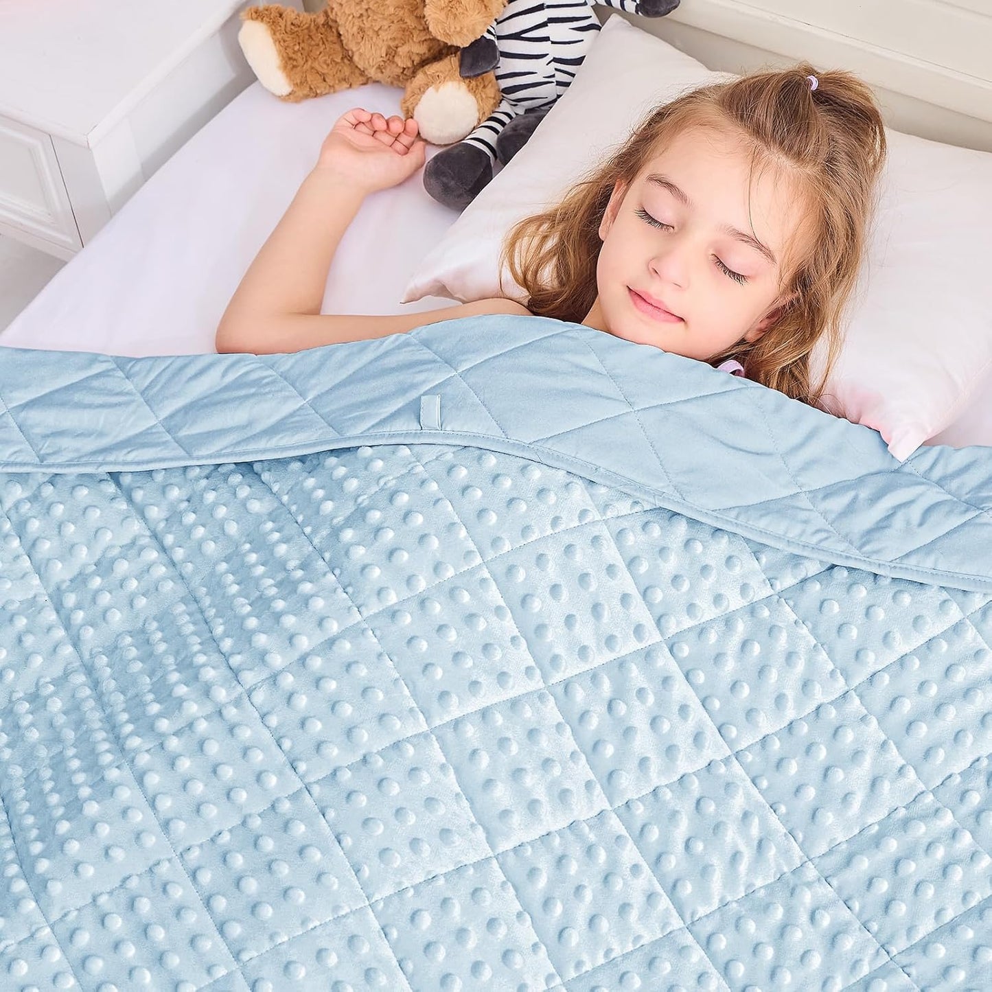 yescool Weighted Blanket 3 lb Light Blue Small Weighted Lap Blanket for Boys and Girls, Cooling Weighted Throws Blanket Minky Heavy Blankets, for 20-45lbs, 36 * 48in
