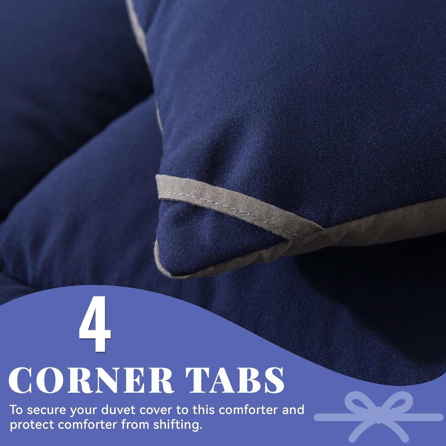 Cosybay Down Alternative Comforter (Blue/Grey, Full) - All Season Soft Quilted Full Size Bed Comforter - Duvet Insert with Corner Tabs -Winter Summer Warm Fluffy, 82x86 inches