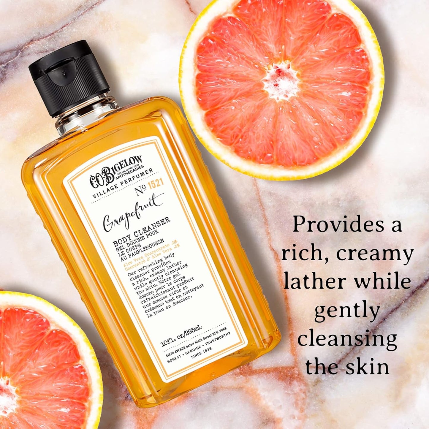 C.O. Bigelow Grapefruit Body Wash, Village Perfumer Moisturizing Body Wash with Aloe Vera, 10 Fl Oz