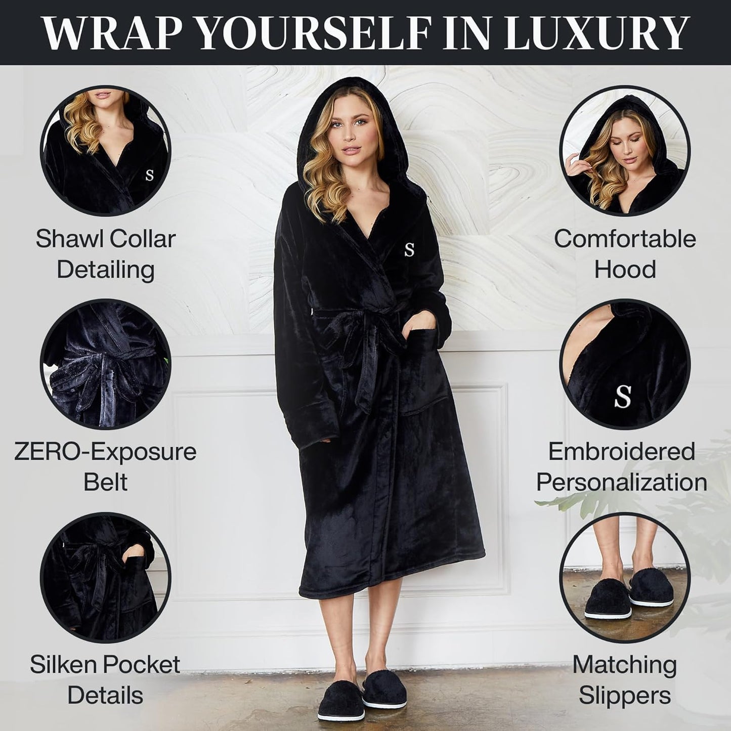 Lotus Linen Plush Robes for Women - Soft Bathrobe, Custom Monogram, Warm Fleece Robe with Pockets