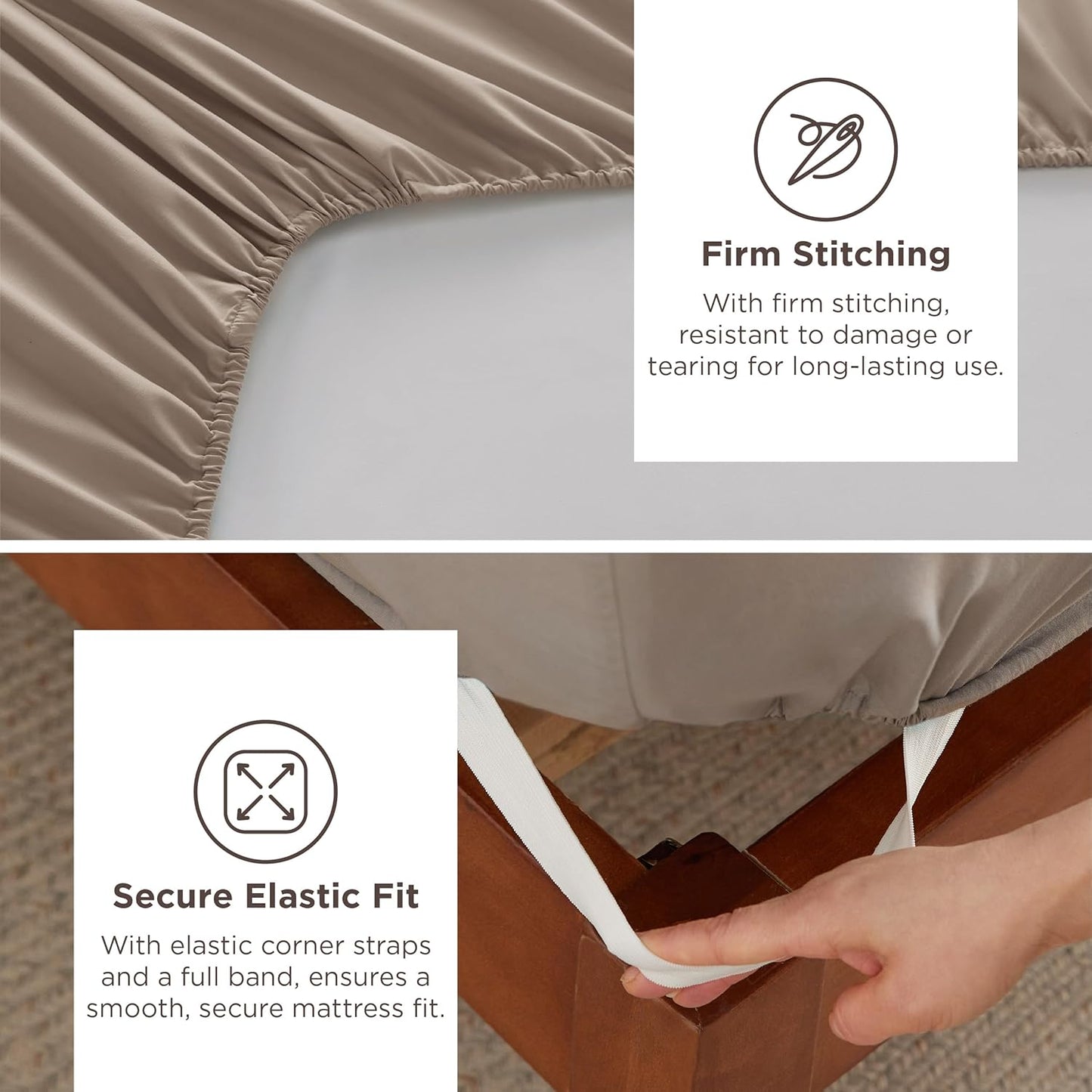 Bedsure Deep Pocket King Sheet Set - Fits Mattresses Up to 21 Inches Thick - 4 Piece GentleSoft Bed Sheets, Moisture Wicking, Soft & Cooling Bedsheet & Pillowcases, Easy & Secure Fit, Taupe