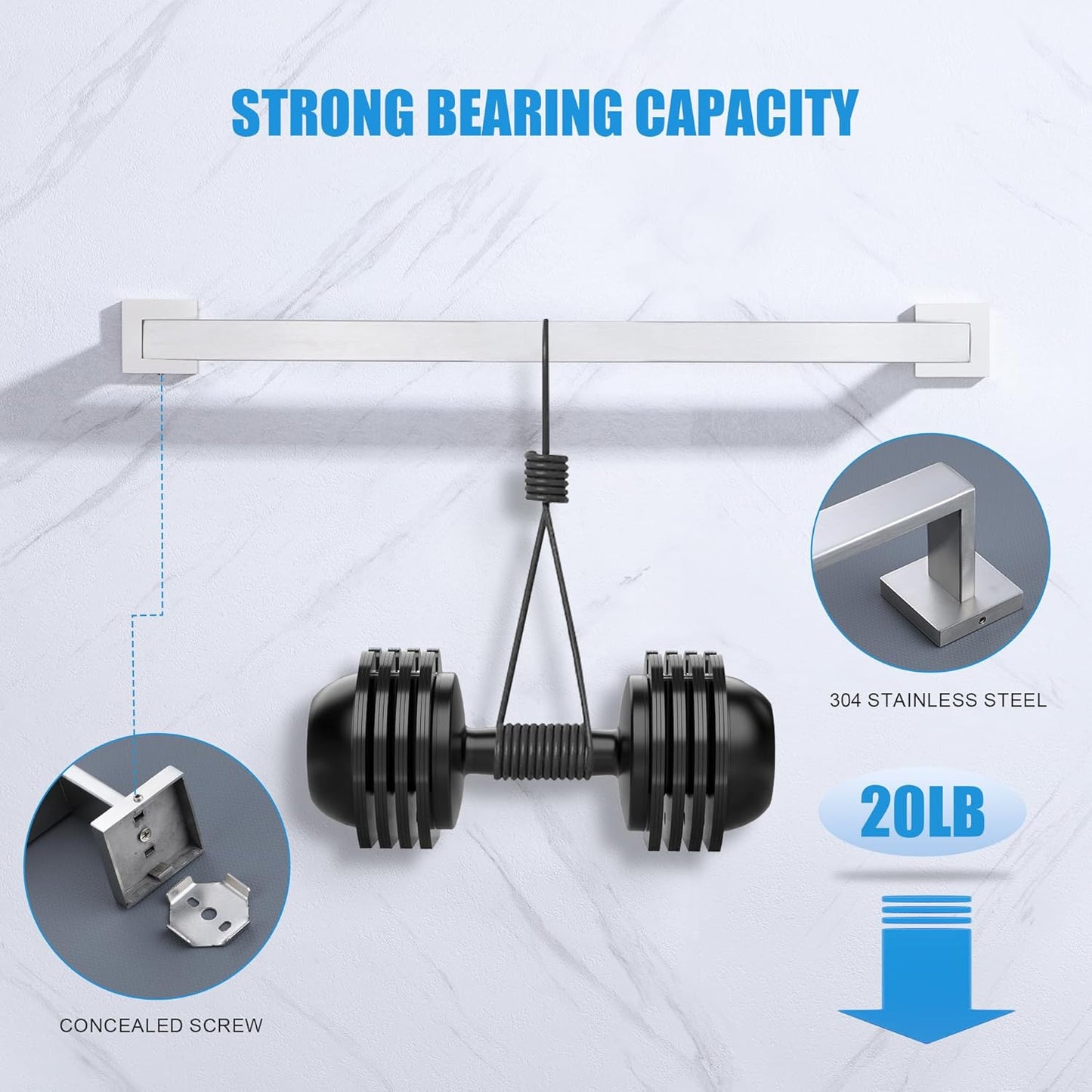 LANC 16-Inche Hand Towel Bars for Bathroom Wall Mounted, Total-18 Brushed Nickel Bath Towel Racks Stainless Steel Towel Rods for Toilet Kitchen Towel Holder Towel Hanger, A8804BN-4P1