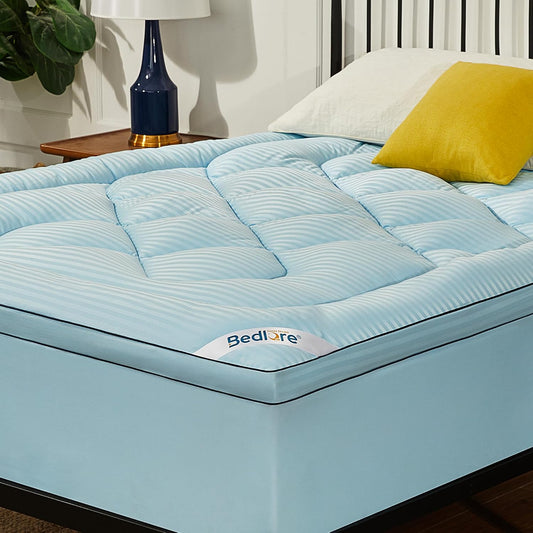 BEDLORE Full Mattress Topper, Thick Pillow Top Pad for Back Pain Relief, Soft Mattress Cover with Deep Pockets 6-15 inch