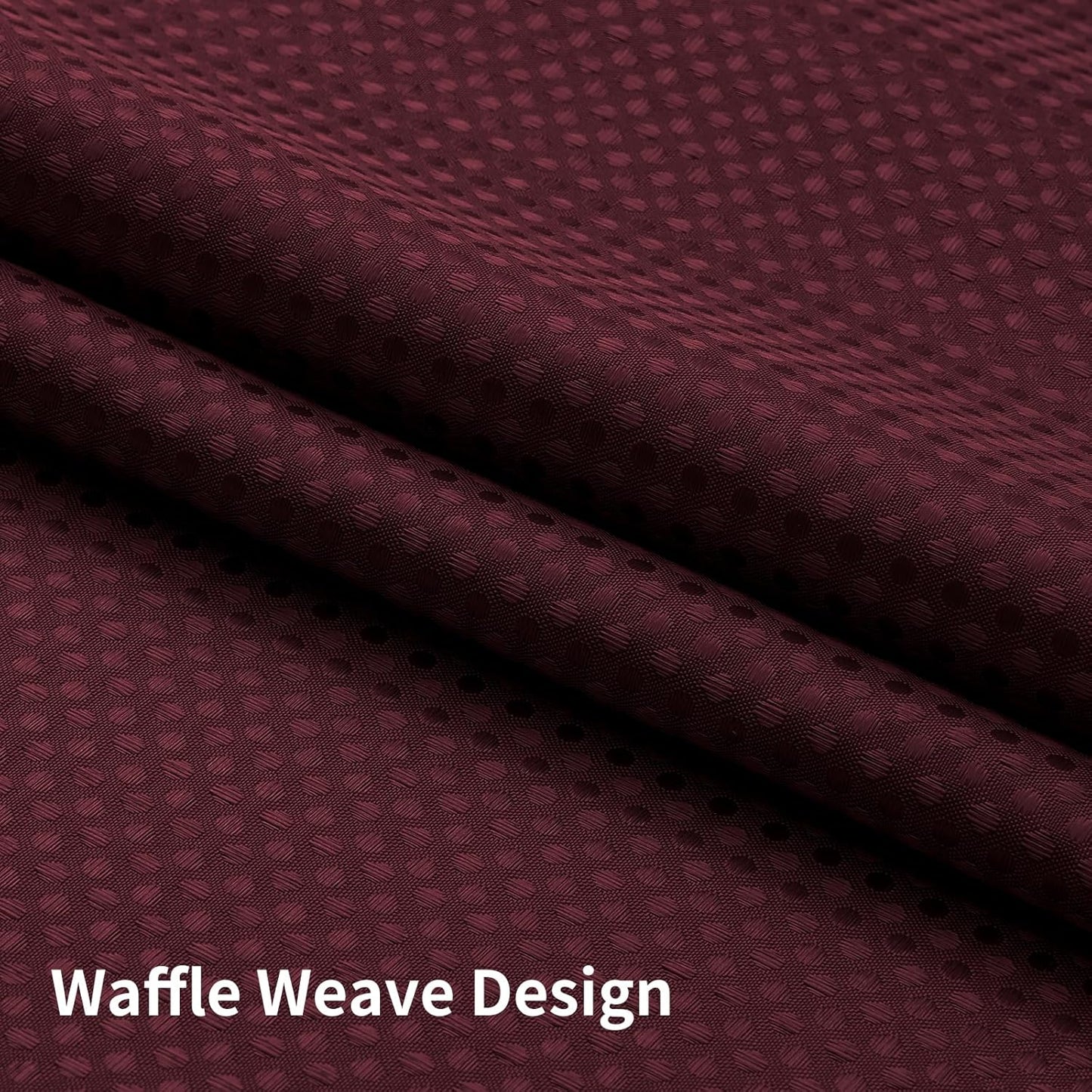 Colorful Star No Hook Shower Curtain with Snap in Fabric Liner, Waffle Weave Heavy Duty Thick Shower Curtains with Mesh Top Window, Hotel Style Waterproof Bathroom Curtain Set, 72 x 87 Inch, Burgundy