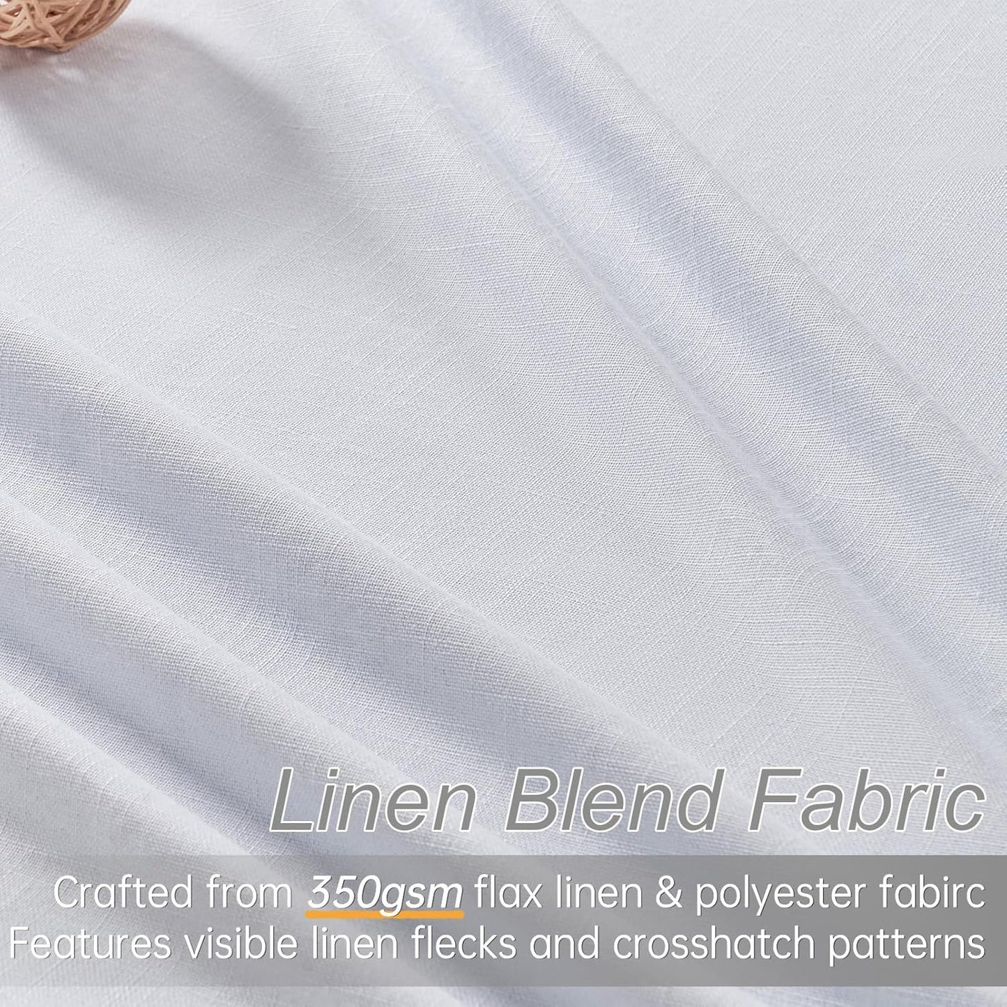 Topfinel White 100% Blackout Curtains 84 Inch Long 2 Panels Set, Pinch Pleat Flax Linen Room Darkening Sound Block Drapes with Hooks Rings for Track System Bedroom Living Room