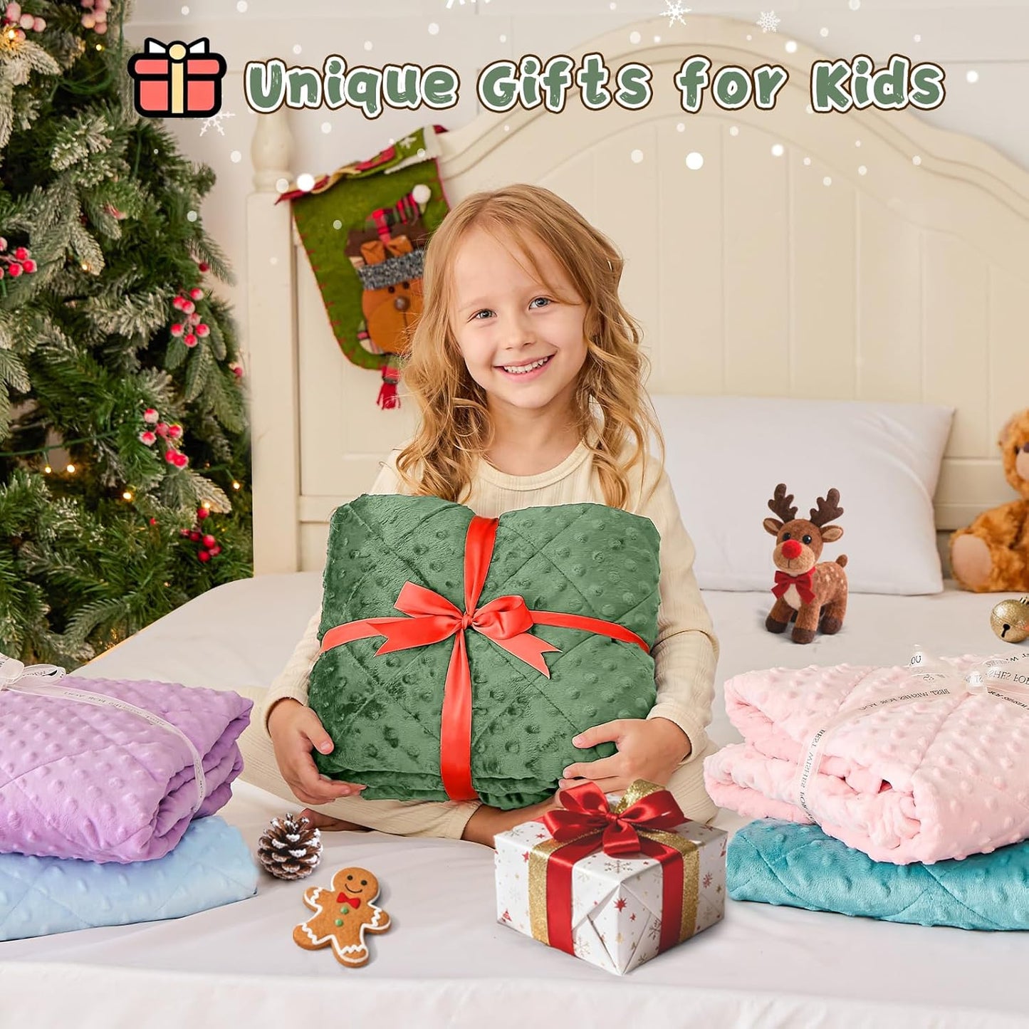yescool Weighted Blanket 7 Pounds Moss Green Twin Size Cooling Weighted Throw Blanket, Minky Heavy Blankets Warm Weighted Comforter, Big Washable Thick Blankets Gift for 60-90lbs, 40 * 60in