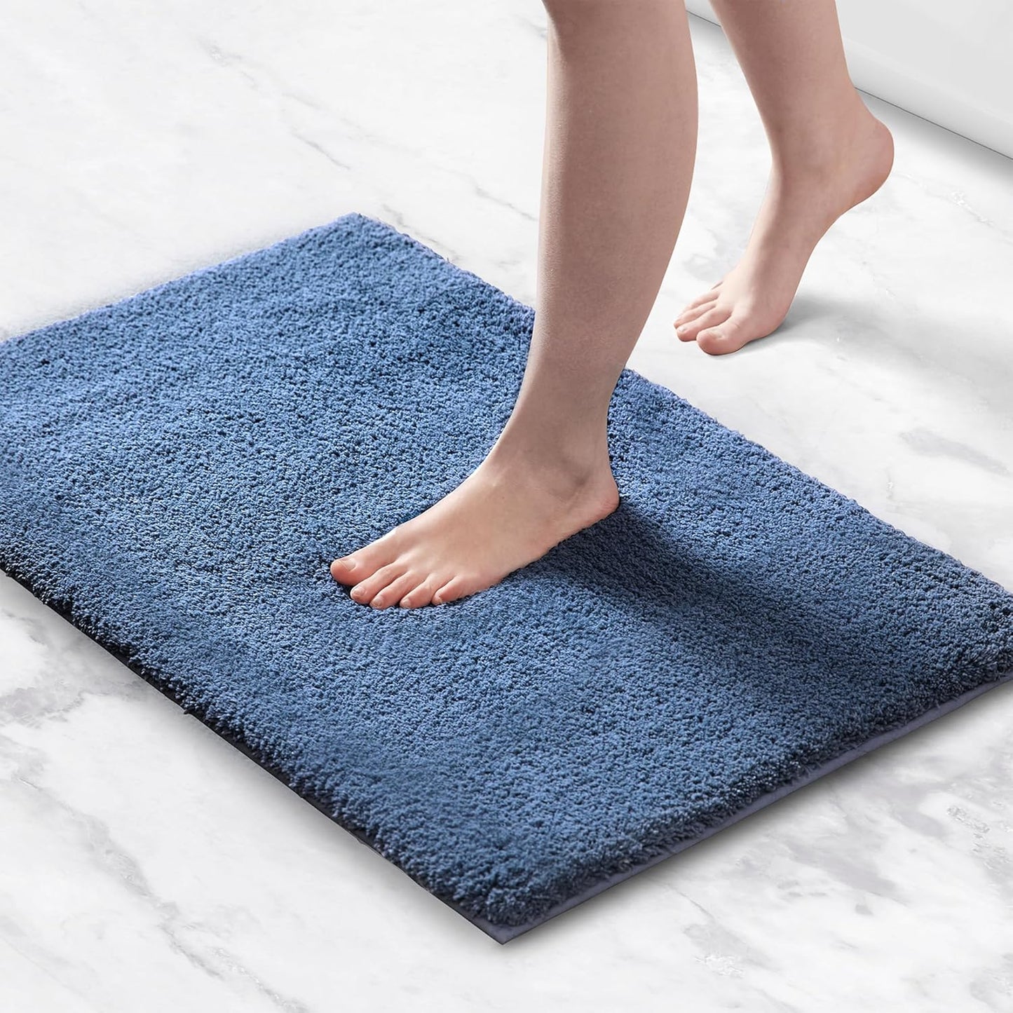 Madison Park Signature Marshmallow Bathroom Rug Non Slip, Luxrurious Plush Bath Mat, Absorbent, Quick Dry, Spa Design Bath Room Décor, 20x30, Navy