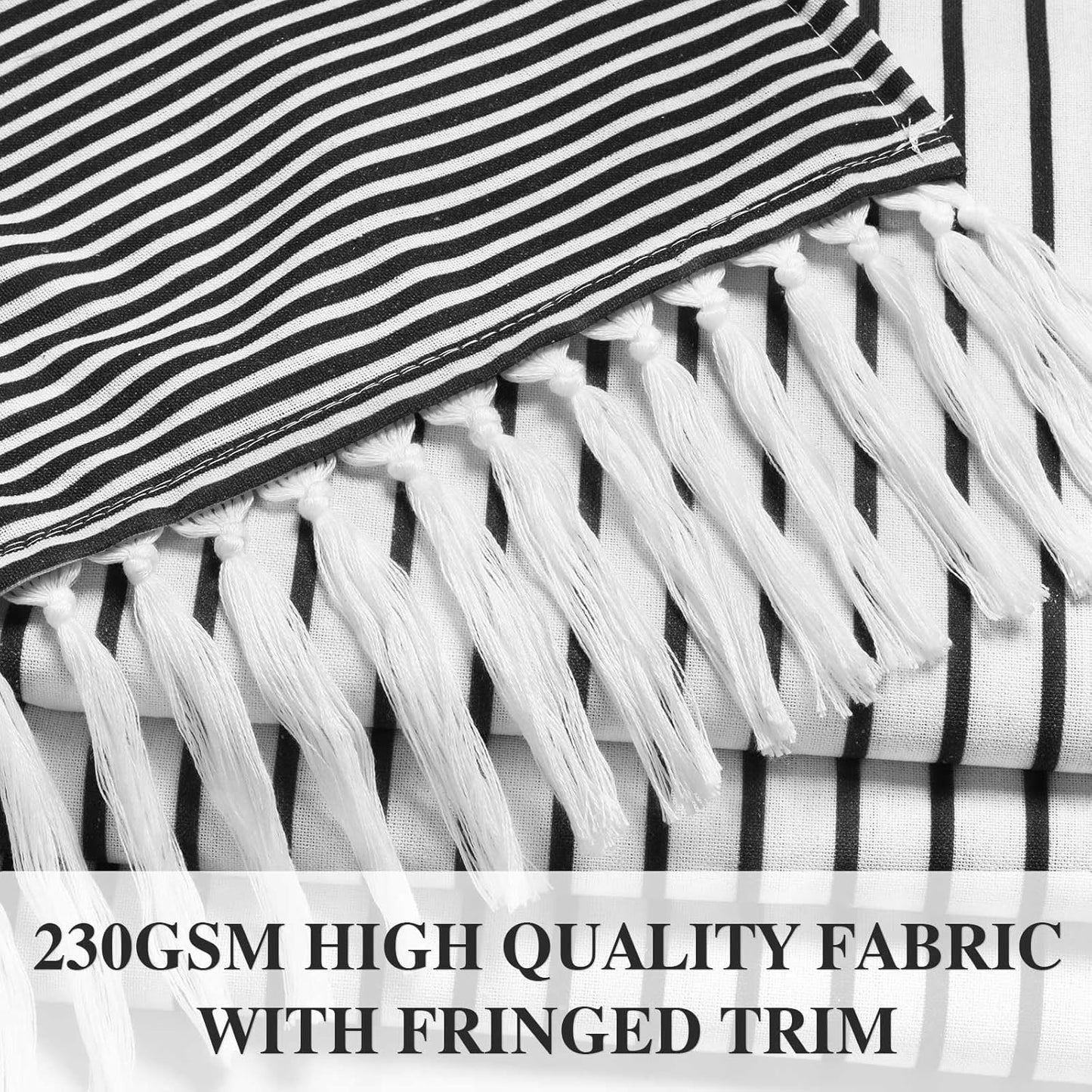 Awellife Black and White Boho Shower Curtain for Bathroom Stripe Tassel Shower Curtain 72 X 72 Inches Farmhouse Cotton