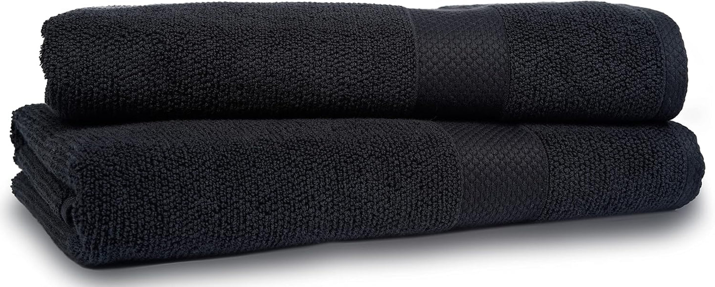 MAURA Premium Bath Sheets 100% Cotton 35x70 Oversized Ultra Absorbent Quick Dry Soft Towel Set for Bathroom Extra Large Bath Towels, Black