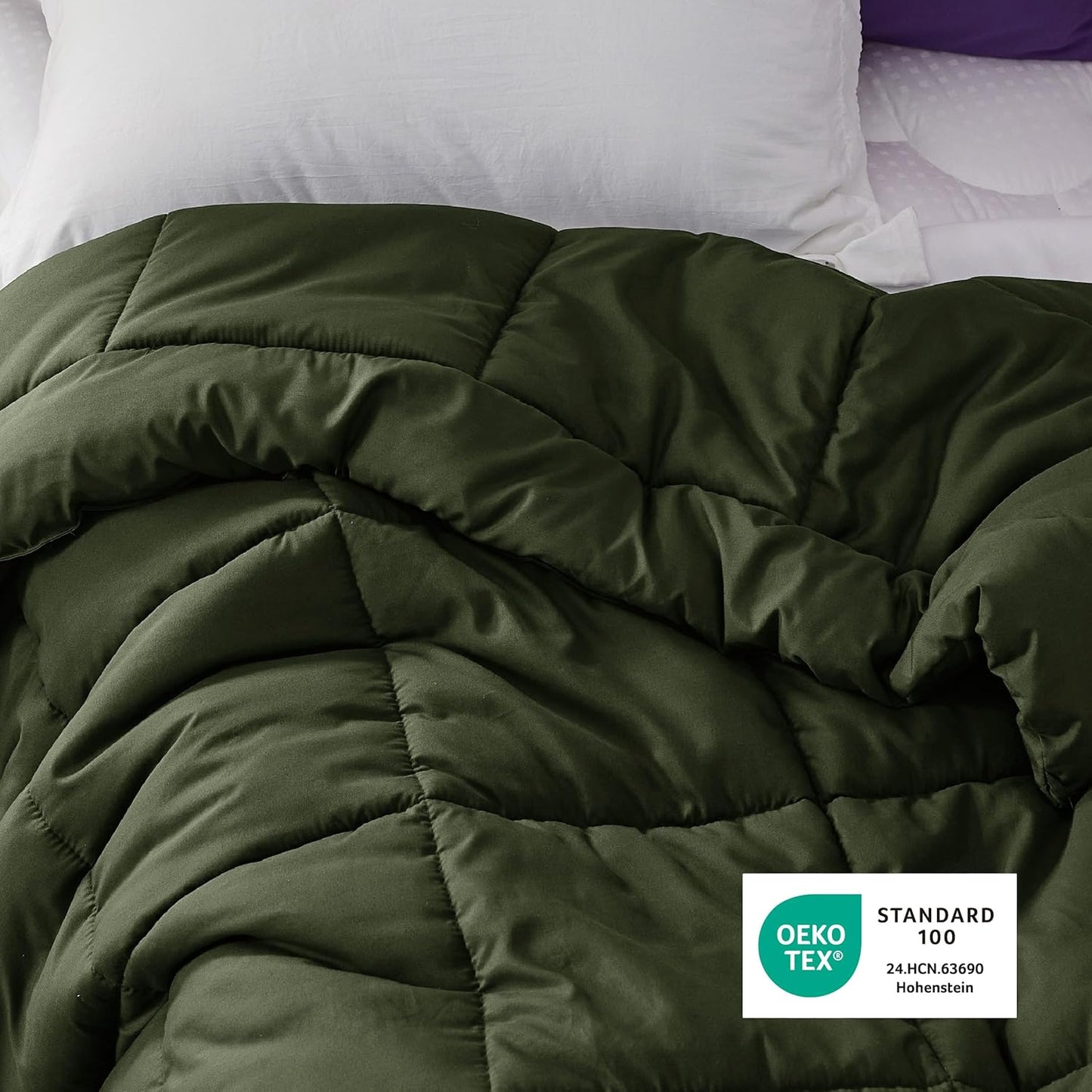 Bedsure Comforter Duvet Insert - Quilted Comforters Twin Size, All Season Duvet, GentleSoft Down Alternative Bedding, with 8 Tabs, Gifts for Women/Men, Olive Green, Twin 88 x 68 Inches