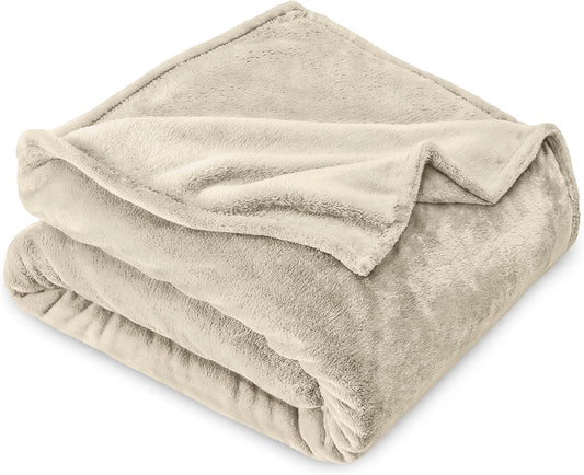Bare Home Fleece Blanket - Kid Size - Ultra-Soft Lightweight for Bed, Sofa, and Couch - Luxury Microplush - Cozy Warm Blanket (Kid, Oyster)