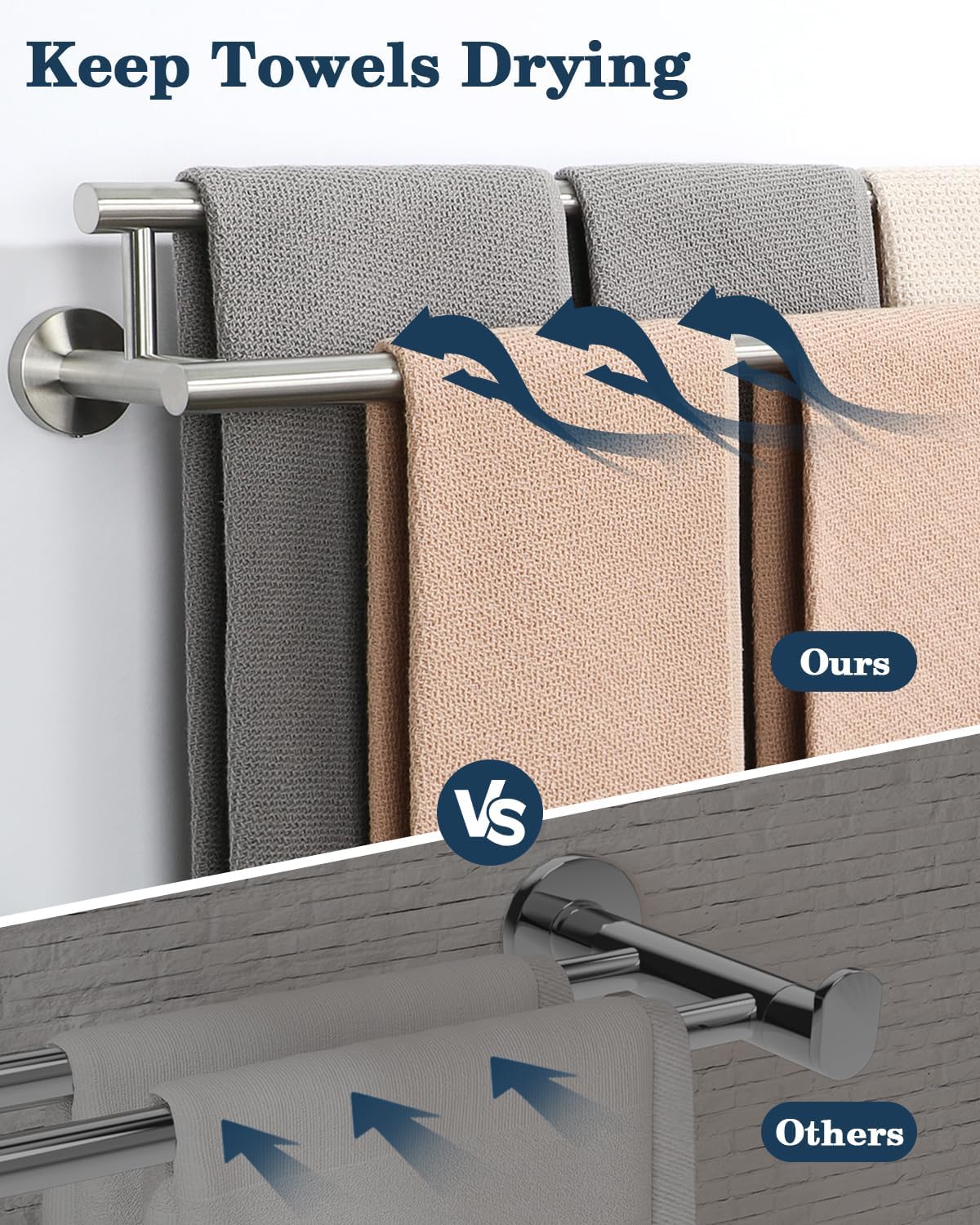 Alise Double Bath Towel Bars Towel Racks for Bathroom Lavatory,32 Inch Wall Mount Towel Holder SUS304 Stainless Steel Towel Hanger Towel Rail,GYT6902-800-LS Brushed Nickel