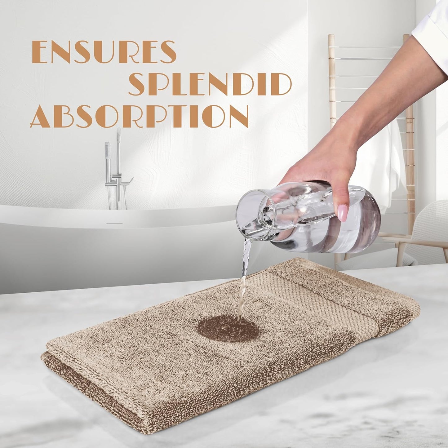 White Classic Wealuxe Taupe Hand Towels for Bathroom [12 Pack] Cotton Hand Towel Bulk for Gym, Kitchen and Spa, 16x27 Inches Soft Highly Absorbent Quick Dry Terry Salon Towels