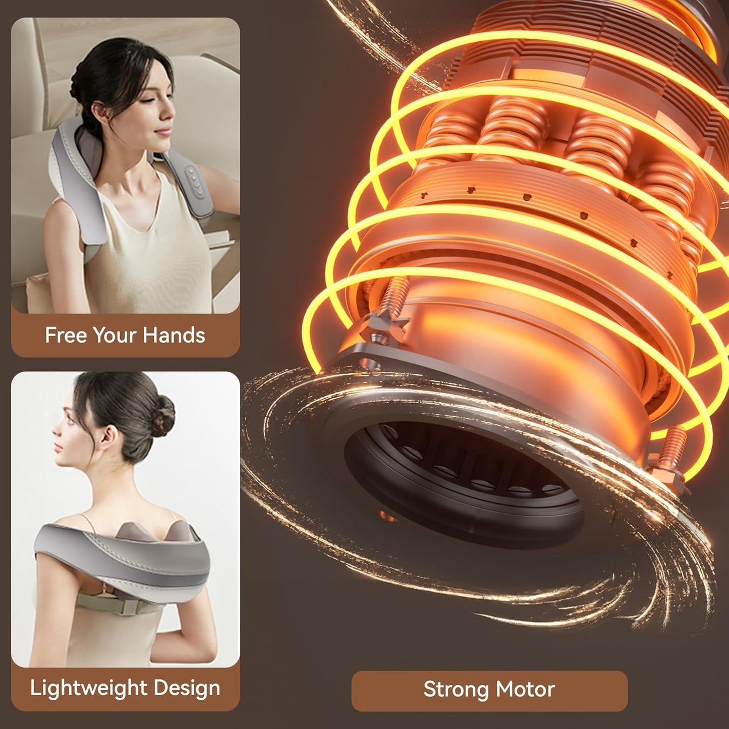 Shiatsu Neck and Shoulder Massager with Heat for Pain Relief Deep Tissue, Portable Massagers for Neck and Back, Gifts for Men and Woman (Grey with Leather Handbag)