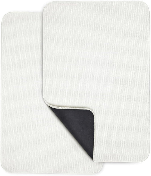 Bath Mat,Ultra Thin Bathroom Rugs,Rubber Bath Mats for Bathroom,No Slip Bath Rugs,Quick Dry,Machine Washable,Low Pile,Absorbent,Shower Outside,Sink,Home Decor Accessories.White,1'5"x2'3"(2 Pack)