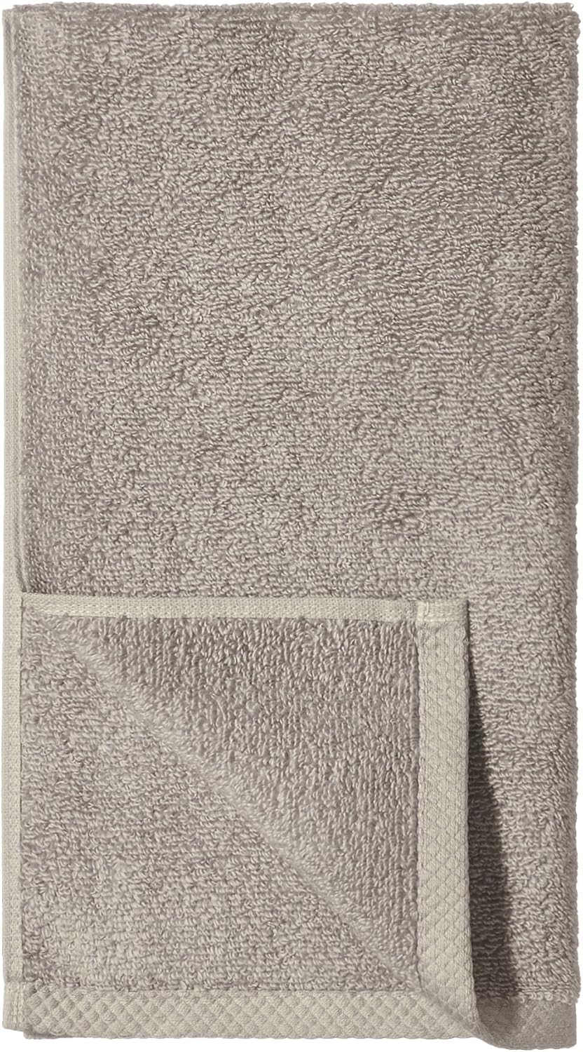 Amazon Basics 100% Cotton Quick-Dry Hand Towel, 8-Pack, Platinum, 28" x 16"