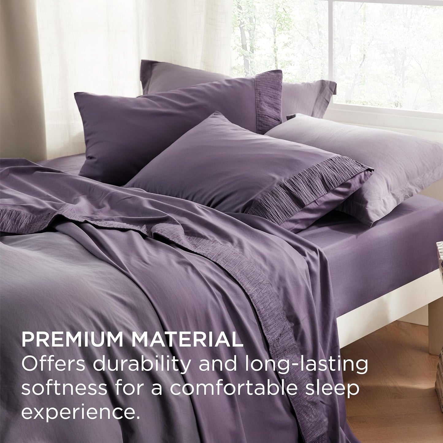 Bedsure Queen Sheet Set - 4 Pieces Soft Queen Size Sheets - Breathable & Cooling - Hotel Luxury - Easy Care Polyester Microfiber Bedding for Women, Men, Dusty Purple