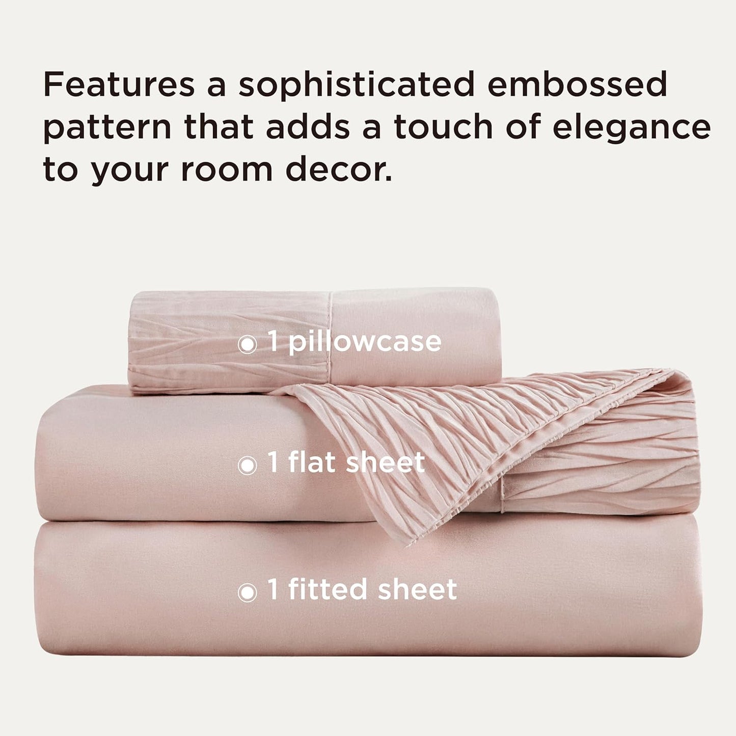 Bedsure Twin Sheets Set - 3 Pieces Soft Twin Bed Sheets - Breathable & Cooling - Hotel Luxury - Easy Care Polyester Microfiber Bedding for Women, Men, Dusty Pink