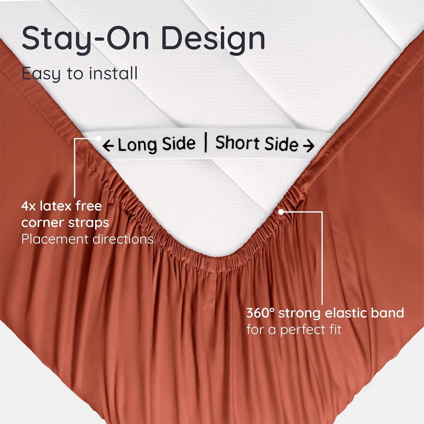 Bambaw 100% Viscose Derived from Bamboo Fitted Sheet Twin Size, Cooling Fitted Sheet Twin Size, 15’’ Deep Pocket, Breathable Bottom Sheets Only (Terracotta)