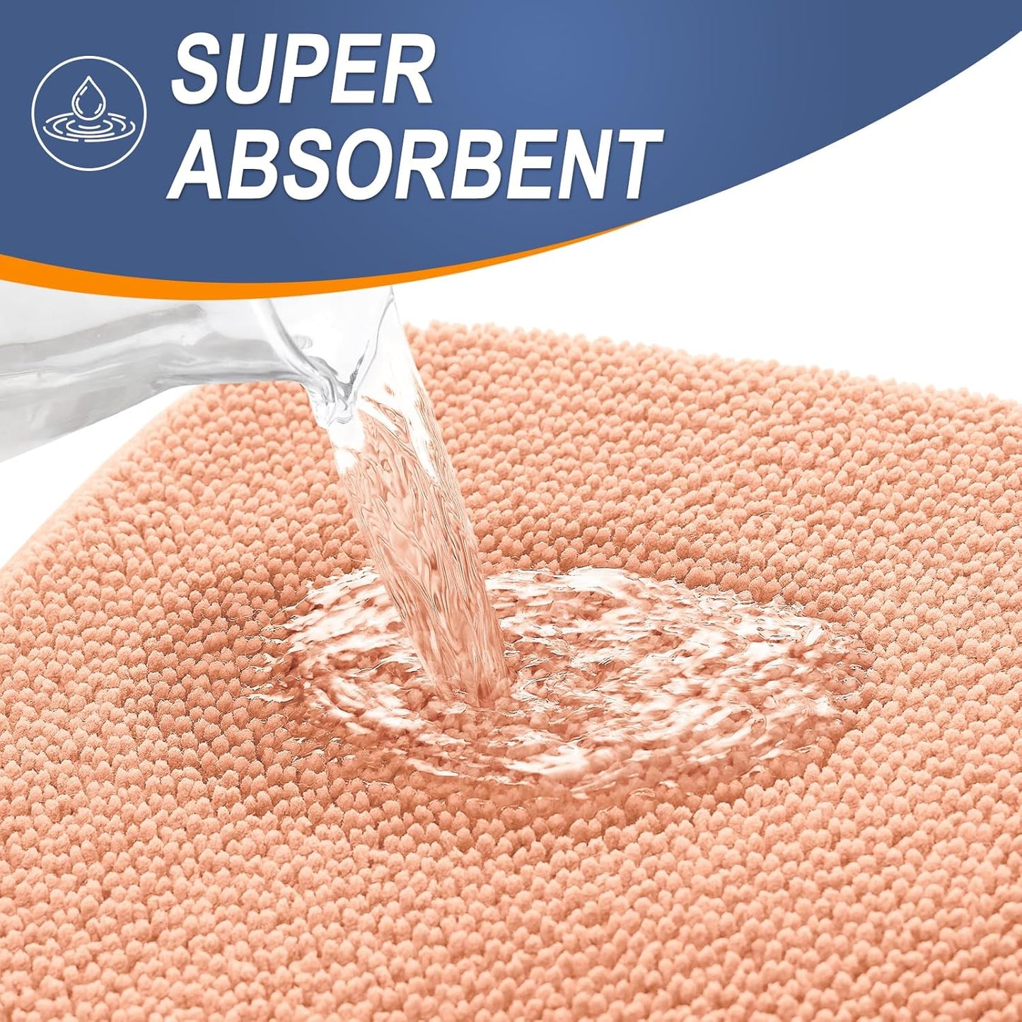 OLANLY Thick Memory Foam Bath Mat Rug 24x16, Extra Soft Absorbent Bathroom Rug, Quick Dry Bath Mats, Non-Slip, Machine Washable Carpet for Bathroom, Tub and Shower, Home Decor Accessories, Peach