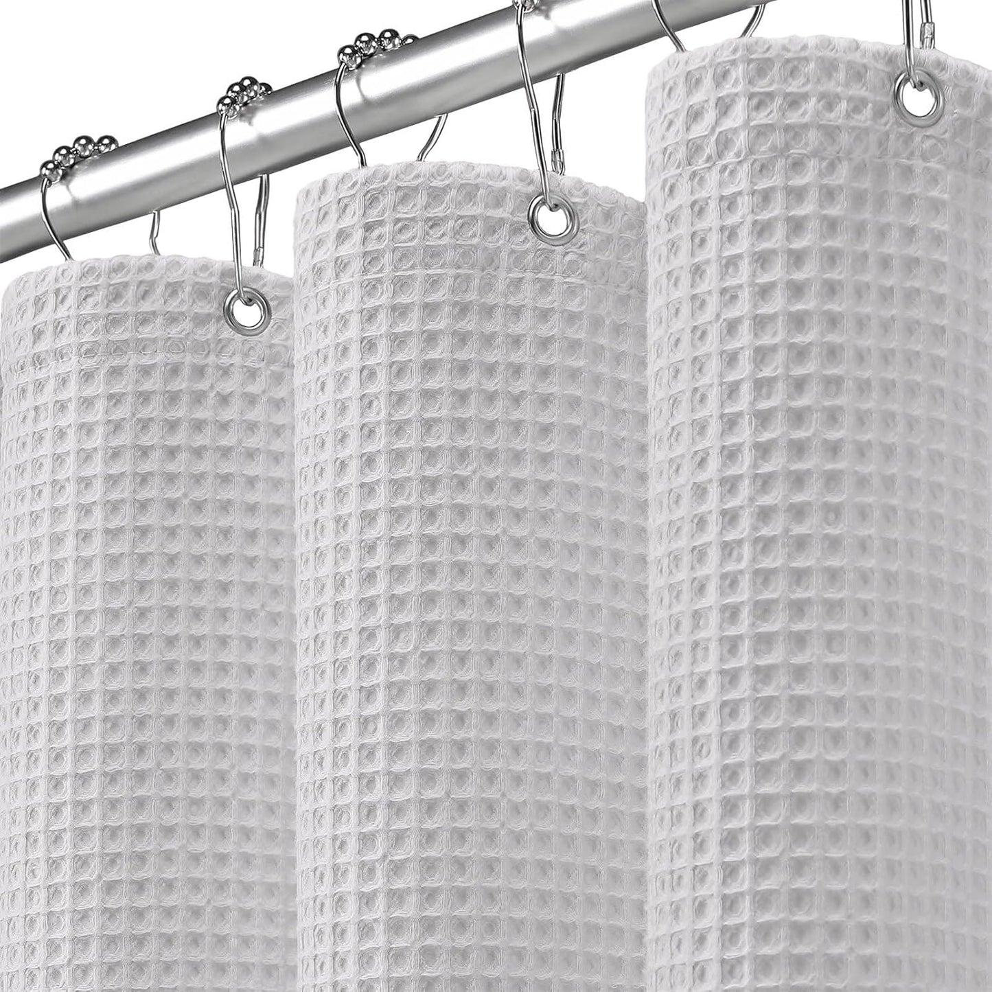 Waffle Weave Shower Curtain - Light Grey Cotton Fabric Texture Heavyweight Shower Curtain for Bathroom,Washable,72Wx72L