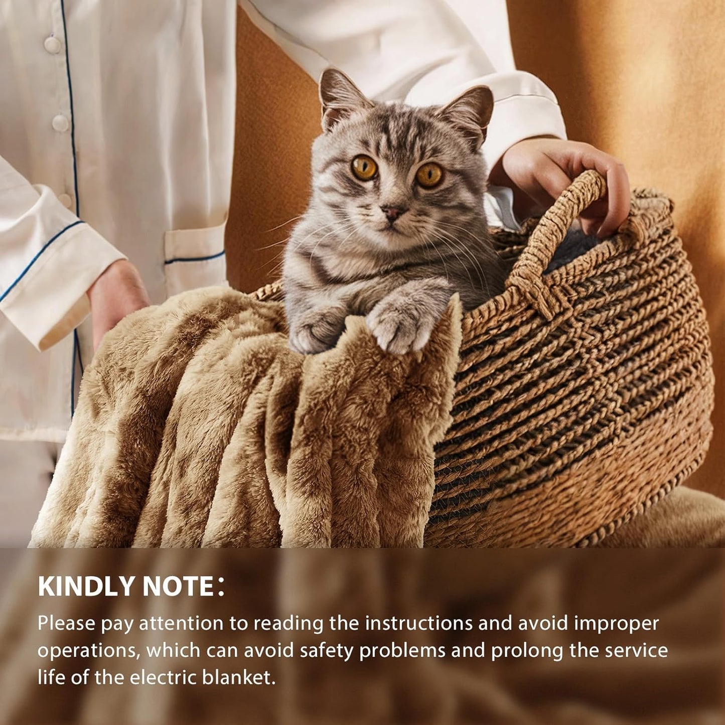 Homemate Electric Heated Blanket Full Size - 72"x84" Heating Blanket Full Size 1/2/4/6/8 Hours Auto-Off 10 Heat Level Over-Heat Protection Luxury Faux Fur Sherpa ETL Certification