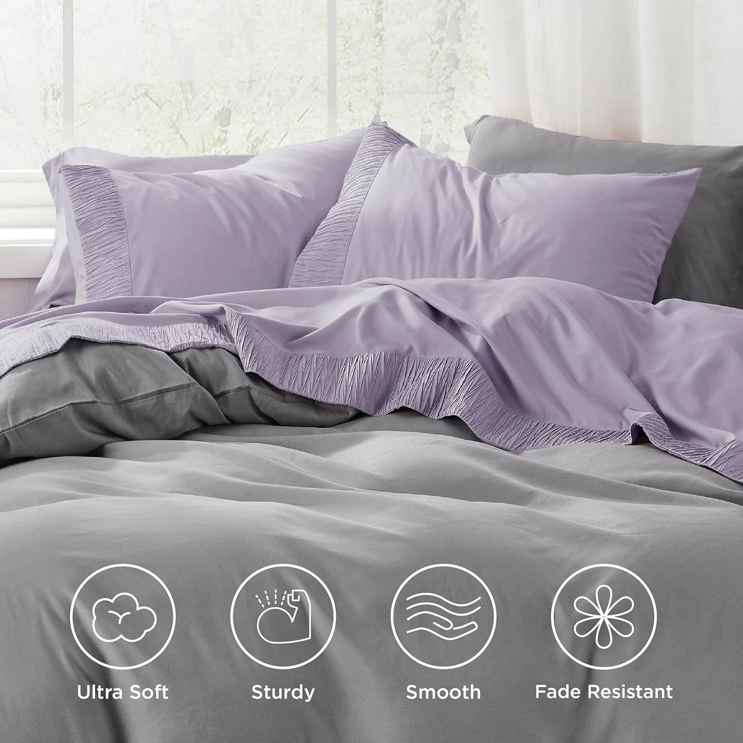 Bedsure California King Sheet Sets - 4 Pieces Soft Cal King Sheets - Breathable & Cooling - Hotel Luxury - Easy Care Polyester Microfiber Bedding for Women, Men, Lavender