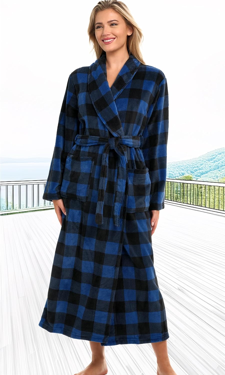 Alexander Del Rossa Plush Robe for Women, Long Fleece Winter Bath Robe, Plus Size