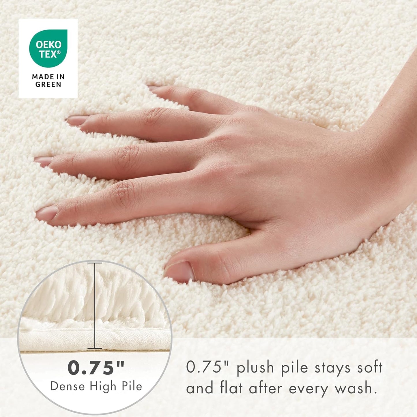 Madison Park Signature Non Slip, Luxrurious Plush Mat, Absorbent, Quick Dry, Spa Design Bath Room Décor Marshmallow Bathroom Rug, 2'x3'4", Cream