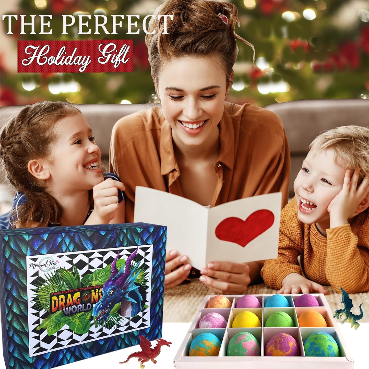 Bath Bombs for Kids with Surprise Inside - 12 Organic Bubble Bath Fizzies with Dragon Egg Toys. Gentle & Kids Friendly w/Rich Bubbles & Rainbow Colors, Stocking Stuffer Christmas Gifts for Boy, Girls