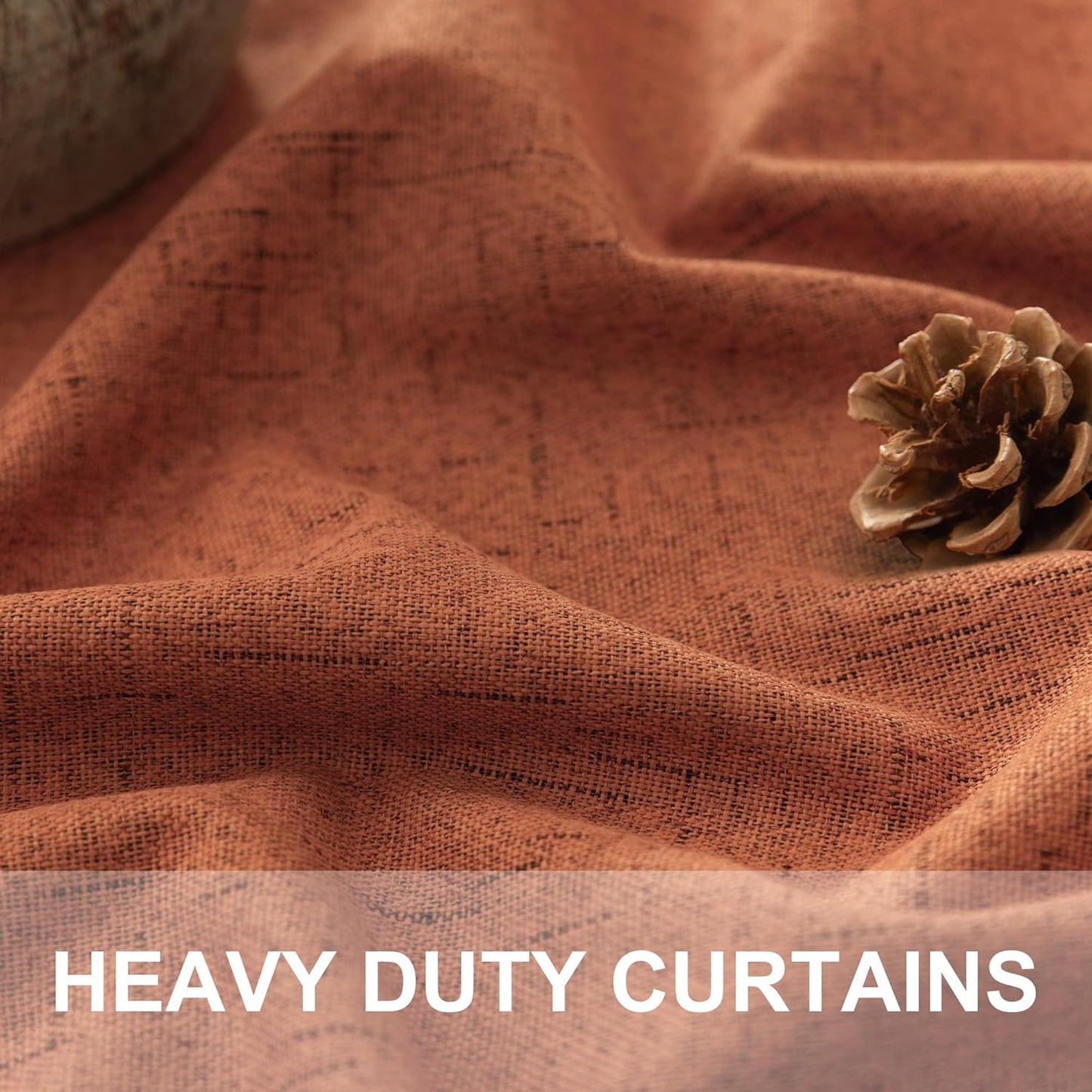 Terracotta Blackout Curtains 108 Inch Long 2 Panel Set Linen Textured Fall Rustic Country Rust Orange Black Out Curtain for Sliding Doors Back Tab Floor to Ceiling Drape for Living Room Bedroom Window