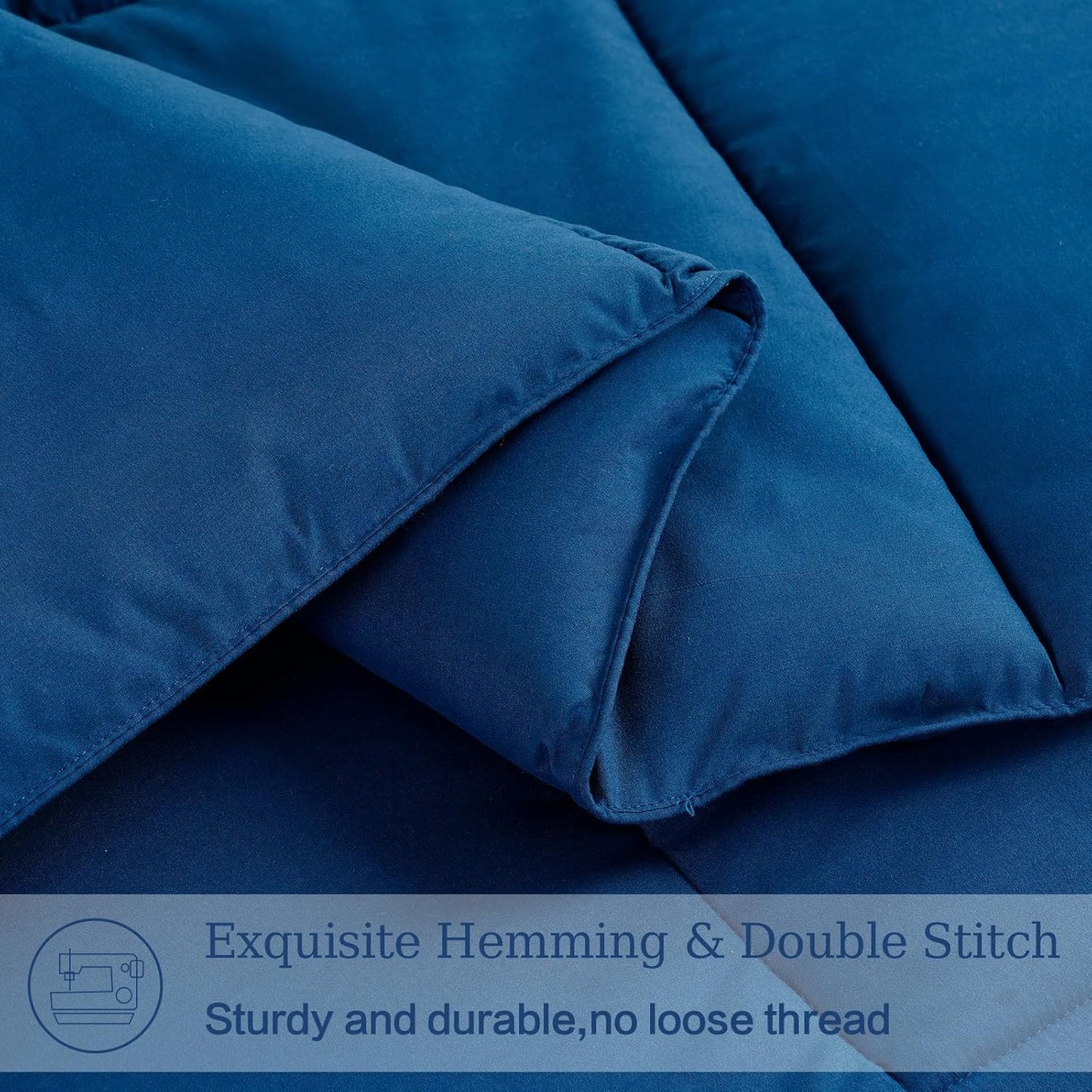 EASELAND Twin XL Down Alternative Comforter - Quilted Duvet Insert for All Seasons, Soft Lightweight with Corner Tabs, Summer Winter Warm Bedding, Navy 68×92 Inches