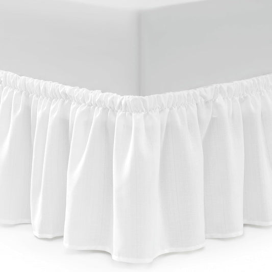 Bed Skirt Queen Bed Skirt Wrap Around Ruffled Box Spring Cover, Easy Install, Washable 15" Drop Elastic Dust Ruffle by Casual Living, 60-inch x 80-inch, White