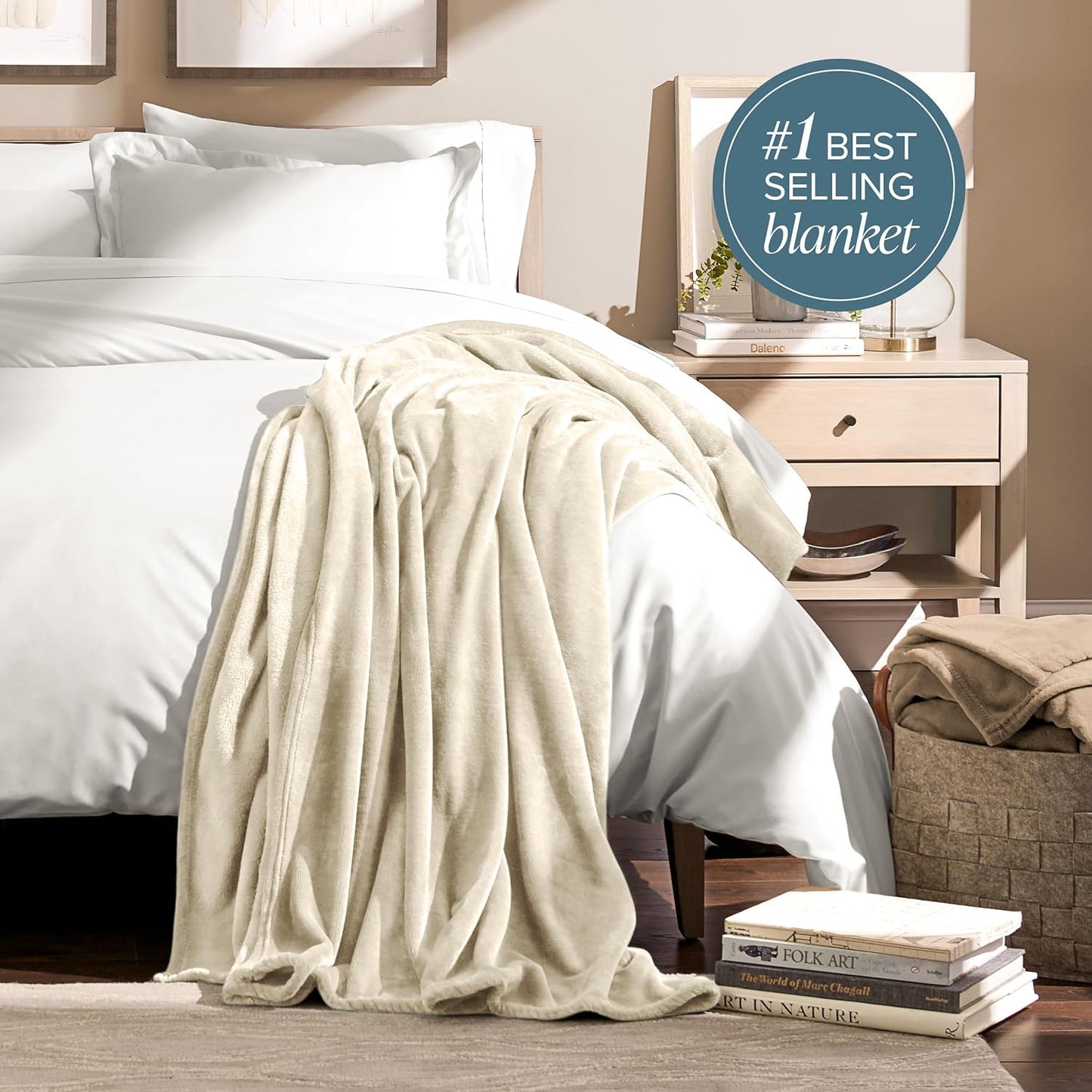 Bare Home Fleece Blanket - King Size - Ultra-Soft Lightweight for Bed, Sofa, and Couch - Luxury Microplush - Cozy Warm Blanket (King, Oyster)