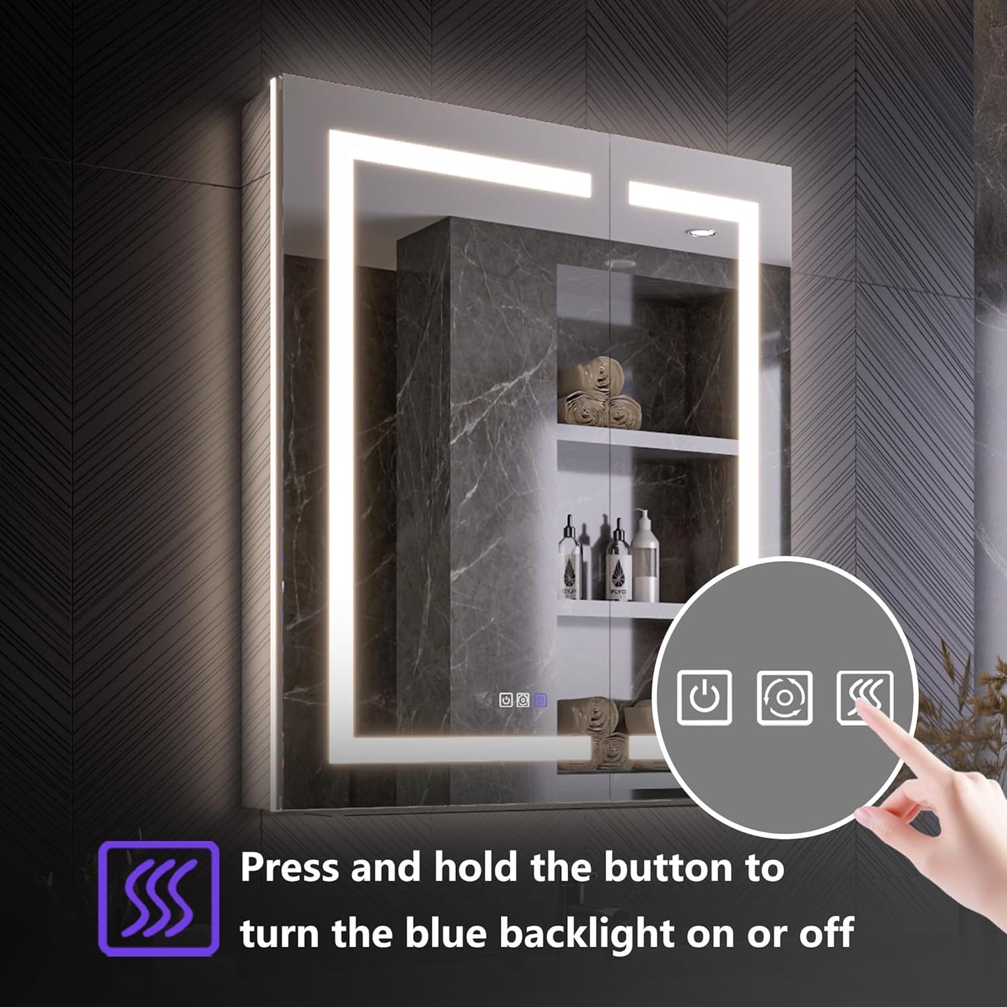 Lighted Medicine Cabinet with Mirror 30"x36" Recessed LED Medicine Cabinet Mirror, Front&Backlit, Anti-Fog, Stepless Dimming, 3-Color Temperatures, Magnifier, 2 Outlets, Storage Shelves, ETL Certified
