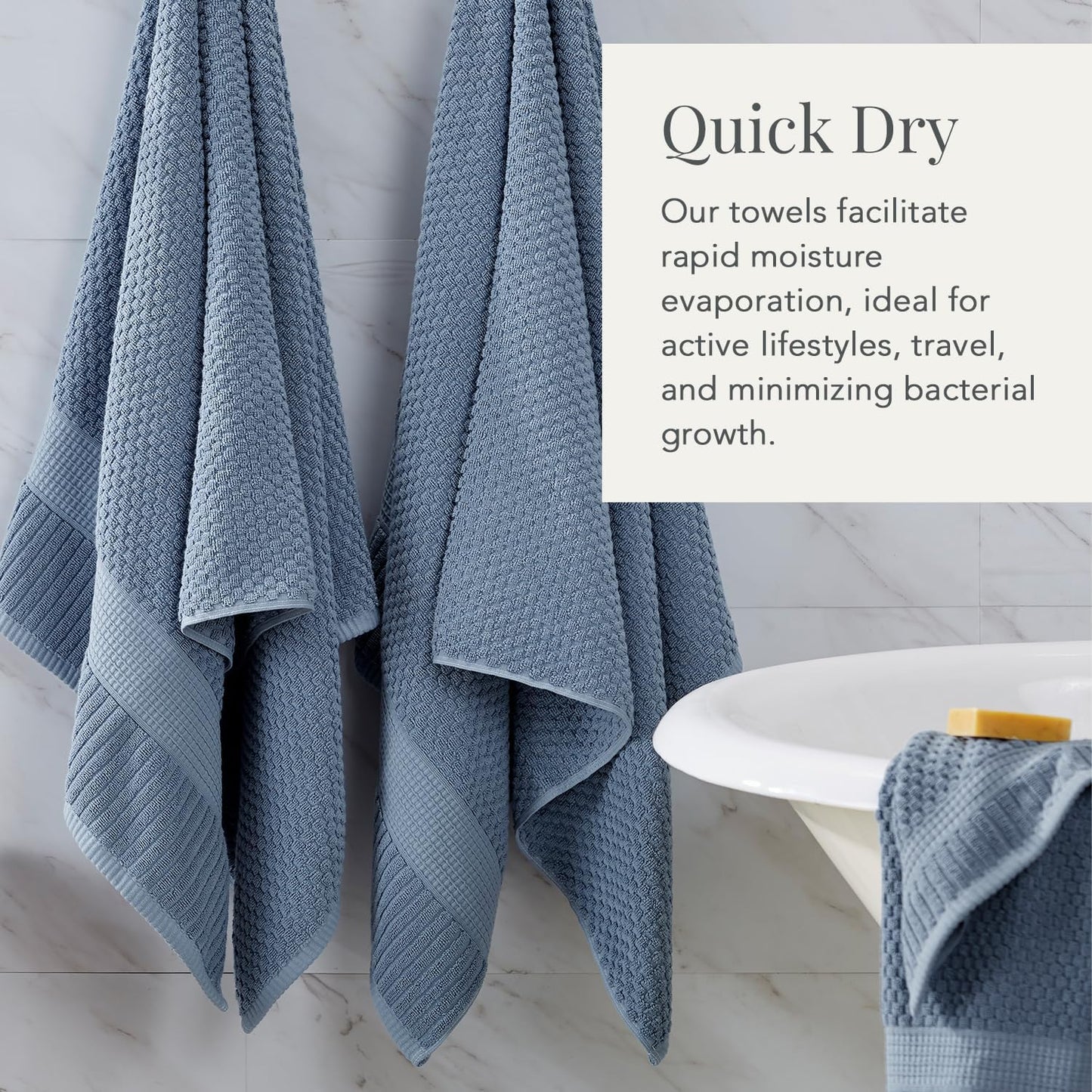 NY Loft 100% Cotton Towel Set 6 Piece | Super Soft & Absorbent Quick-Dry 2 Bath Towels 2 Hand Towels and 2 Washcloths |Textured and Durable Cotton | Trinity Collection (6 Piece Set, Flint Stone)