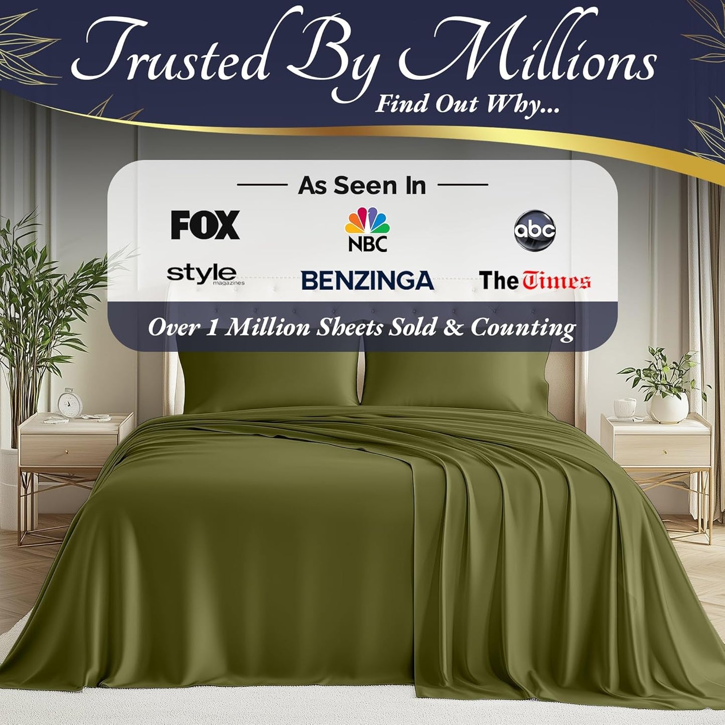 DECOLURE 100% Viscose Derived from Bamboo Sheets Full Size 4pcs - Ultra Soft & Luxuriously Cooling, 17" Deep Pocket, Double Stitching, Perfect for Hot Sleepers - Full Bed Sheets (Light Olive)