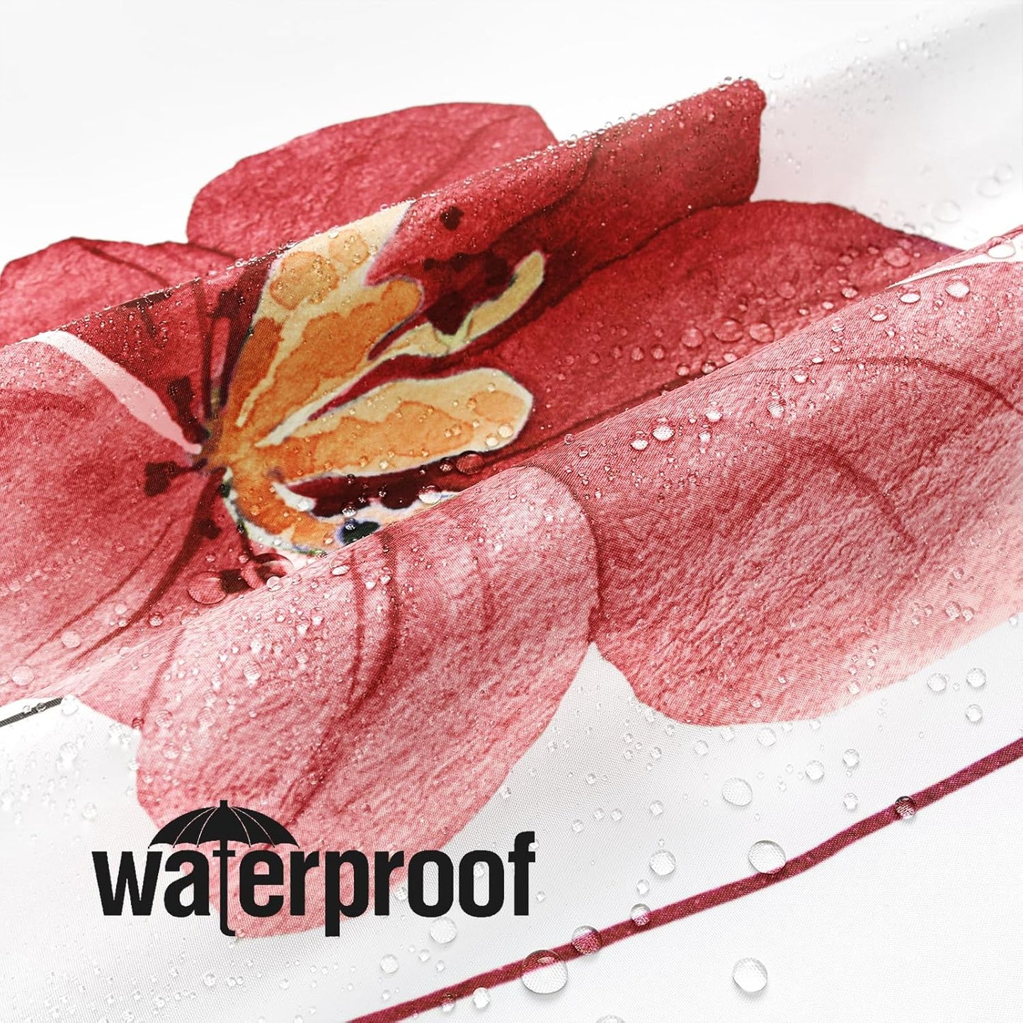 Gibelle Watercolor Floral Shower Curtain, Red Beige Flower Shower Curtain for Bathroom, Modern Minimalist Waterproof Fabric Shower Curtain Set with Hooks 72x72 Inch
