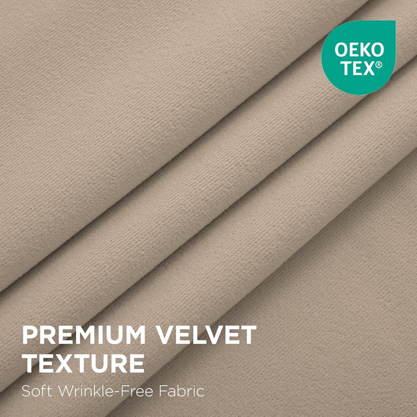 Joydeco Beige 100% Blackout Curtains 84 Inch 2 Panels, Luxury Thermal Beige Velvet Curtains for Bedroom Living Room, Soundproof Blackout Window Drapes, Rod Pocket & Back Tab (52W x 84L)