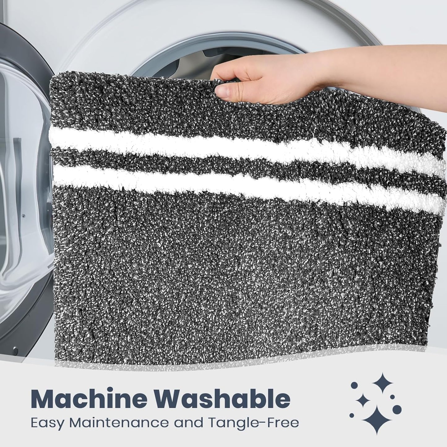 PURRUGS Bathroom Rug Non-Slip Machine Washable 20" x 24" U-Shaped, Super Absorbent and Quick Dry Shaggy Microfiber Bath Mat, Extra Soft and Plush Contour Rug for Toilet Base, Charcoal