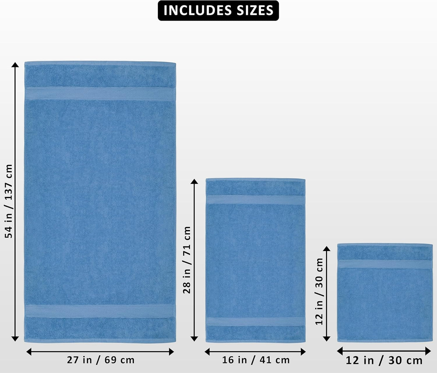 Utopia Towels 8 Piece Premium Towel Set, 2 Bath, 2 Hand, and 4 Wash Cloths, 600 GSM 100% Ring Spun Cotton, Highly Absorbent Towels for Bathroom, Gym, Hotel, and Spa, Electric Blue
