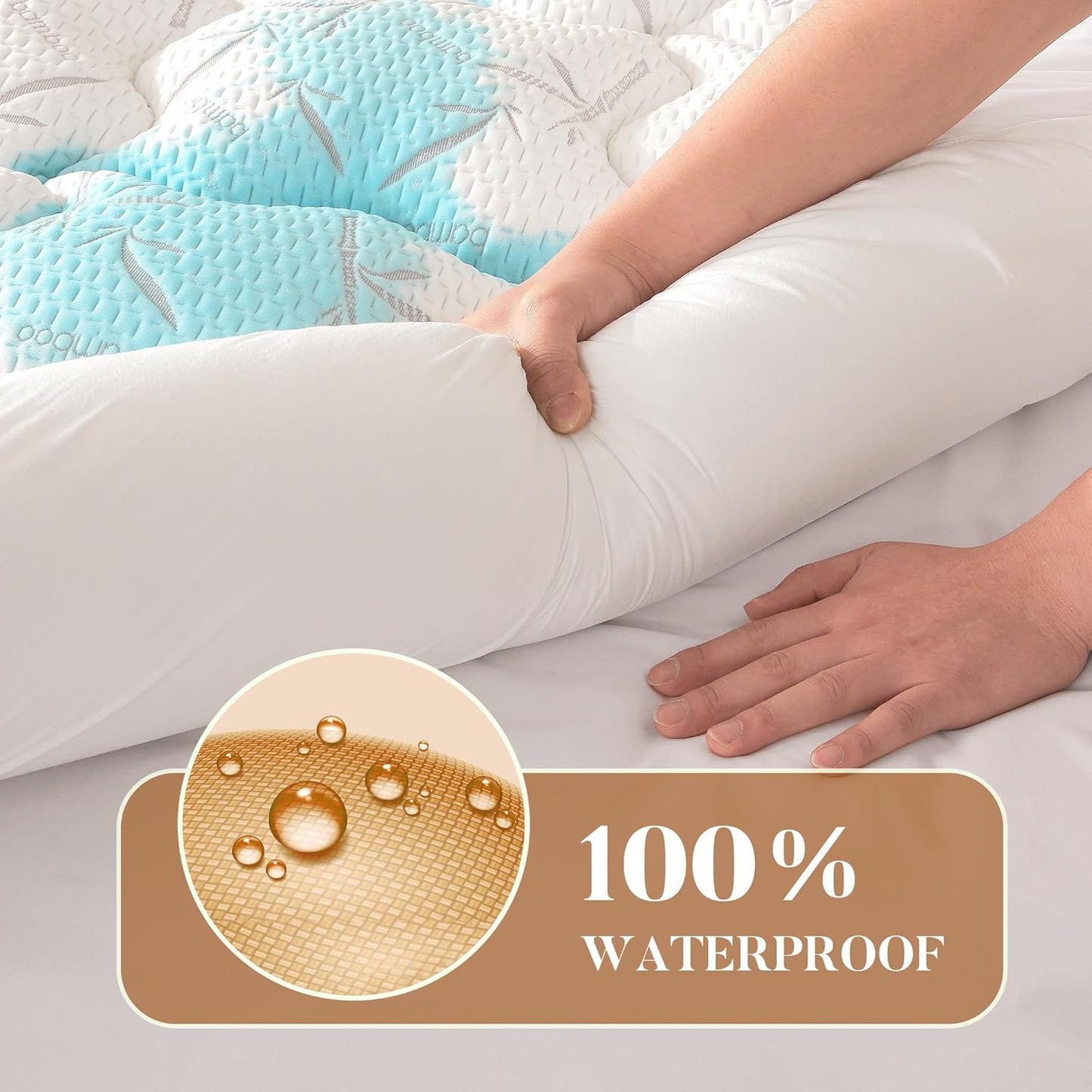 100% Waterproof Twin XL Size Mattress Topper,Thick Pillow Top Mattress Pad，Up to 21 Inch Deep Pocket,Soft Breathable Mattress Pad for Back Pain, Protector Cover(White)