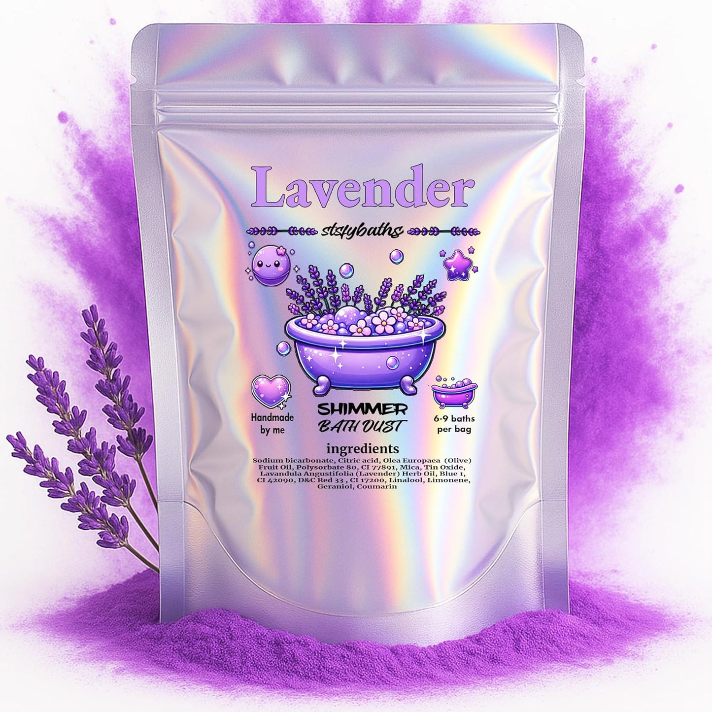 Purple Lavender Shimmer Bath Bomb in A Bag - Handmade Scented Bath Bombs for Women,Kids and Men - Bulk Bathbomb Fizzies Perfect for Boys and Girls All Ages (Large, Purple)