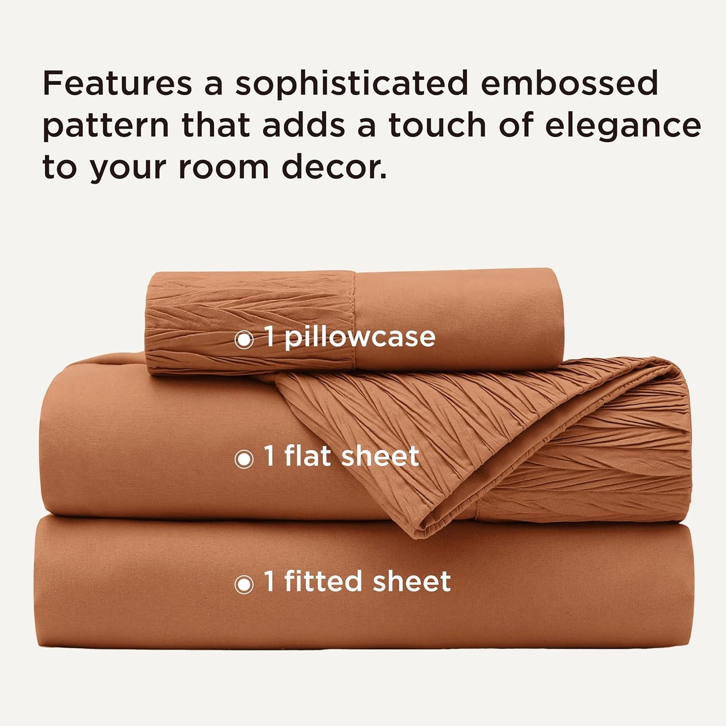 Bedsure Twin Sheets Set - 3 Pieces Soft Twin Bed Sheets - Breathable & Cooling - Hotel Luxury - Easy Care Polyester Microfiber Bedding for Women, Men, Terracotta