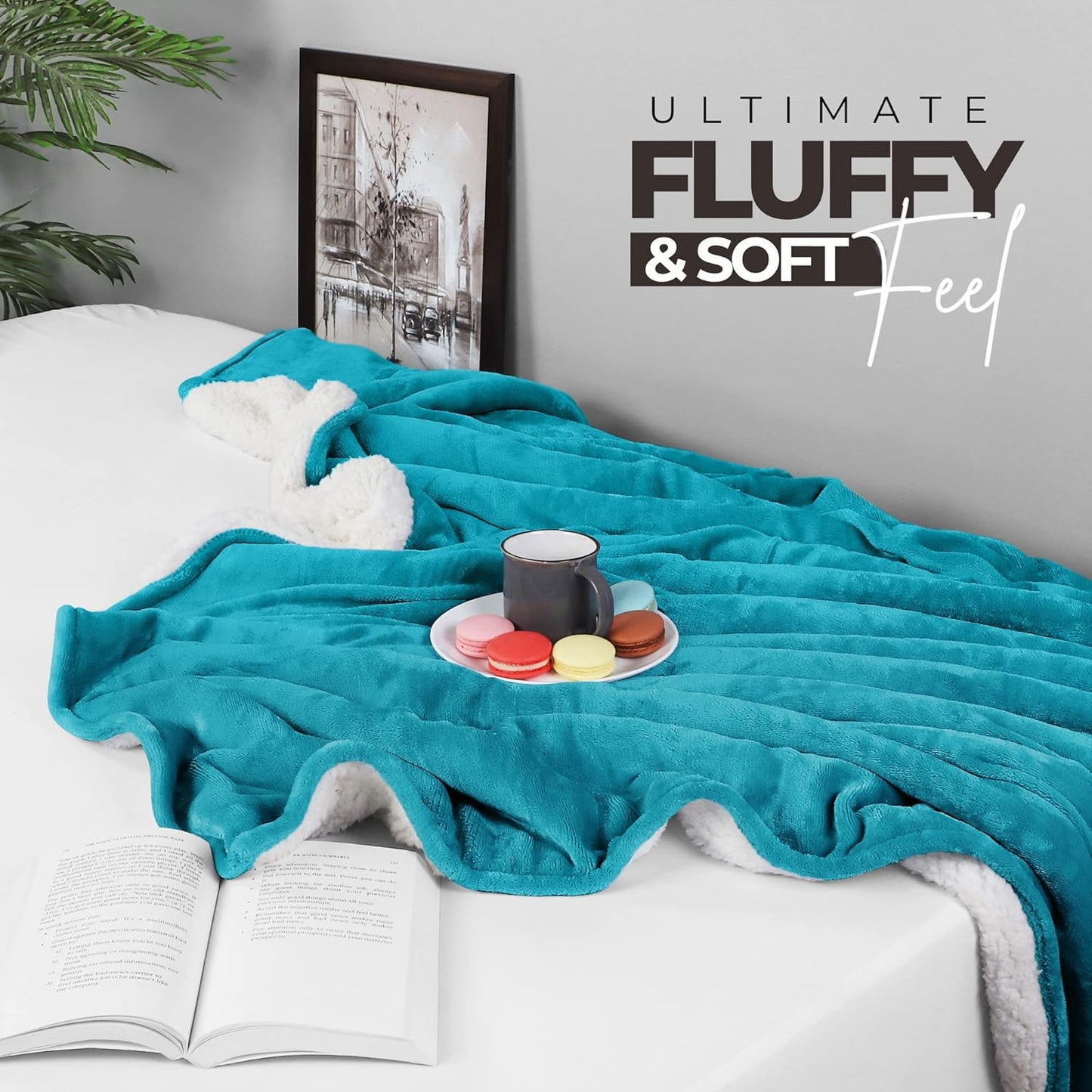 Utopia Bedding Sherpa Blanket Twin Size (Turquoise, 90x66 Inches) - Soft Lightweight Plush Fleece Reversible Blanket for Bed, Sofa, Couch, Camping and Travel
