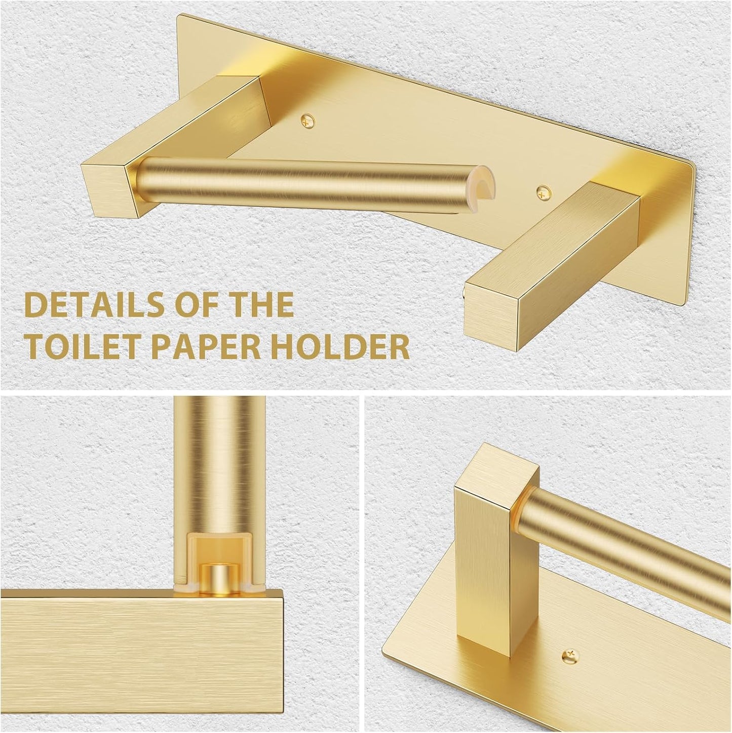 Brushed Gold Bathroom Toilet Paper Holder Wall Mount, Stainless Steel Commercial Toilet Paper Dispenser Paper Towel Holder, Large Bathroom Toilet Tissue Roll Holder
