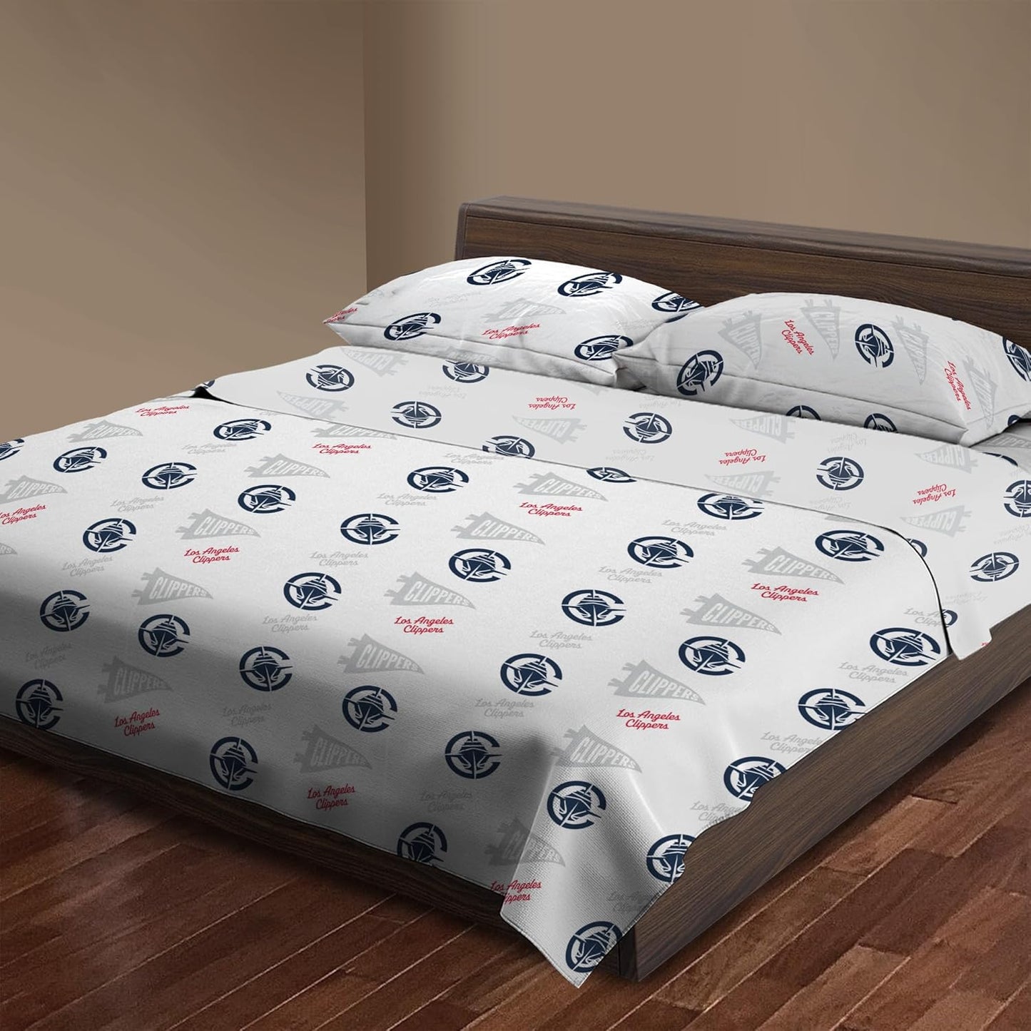 Northwest Officially Licensed Los Angeles Clippers NBA Twin Size Sheet Set – Soft Team Logo Bedding for Dorms, Bedrooms, Fan Caves & Game Day Style
